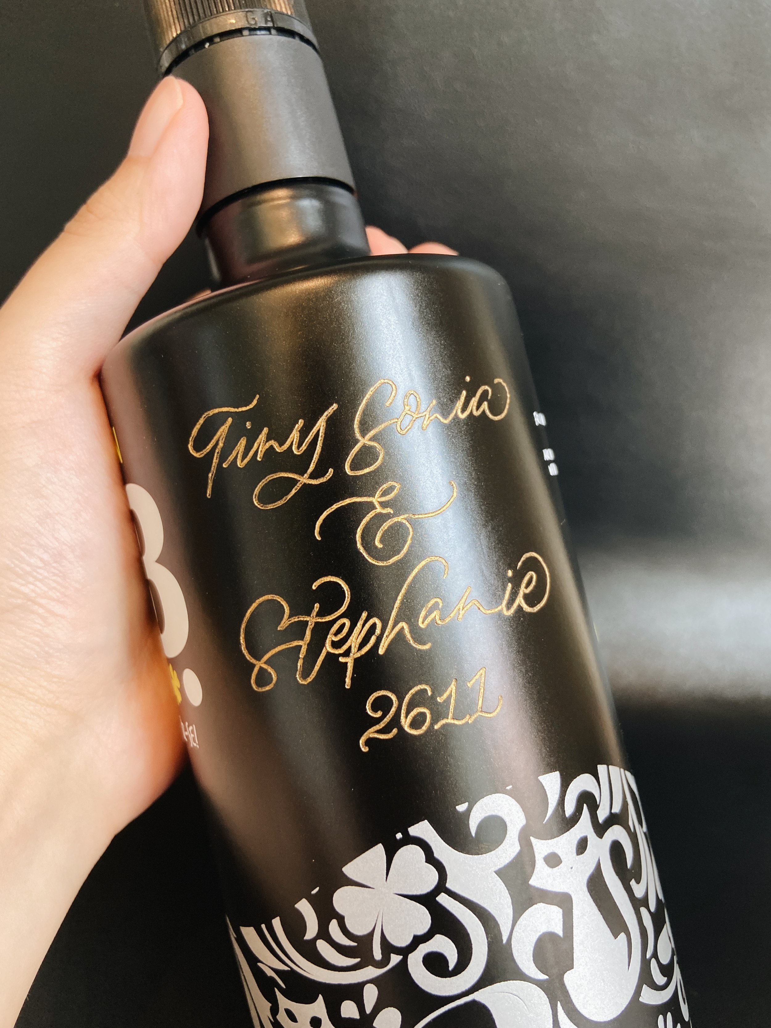 Custom Calligraphy Engraved Message on Gin 13