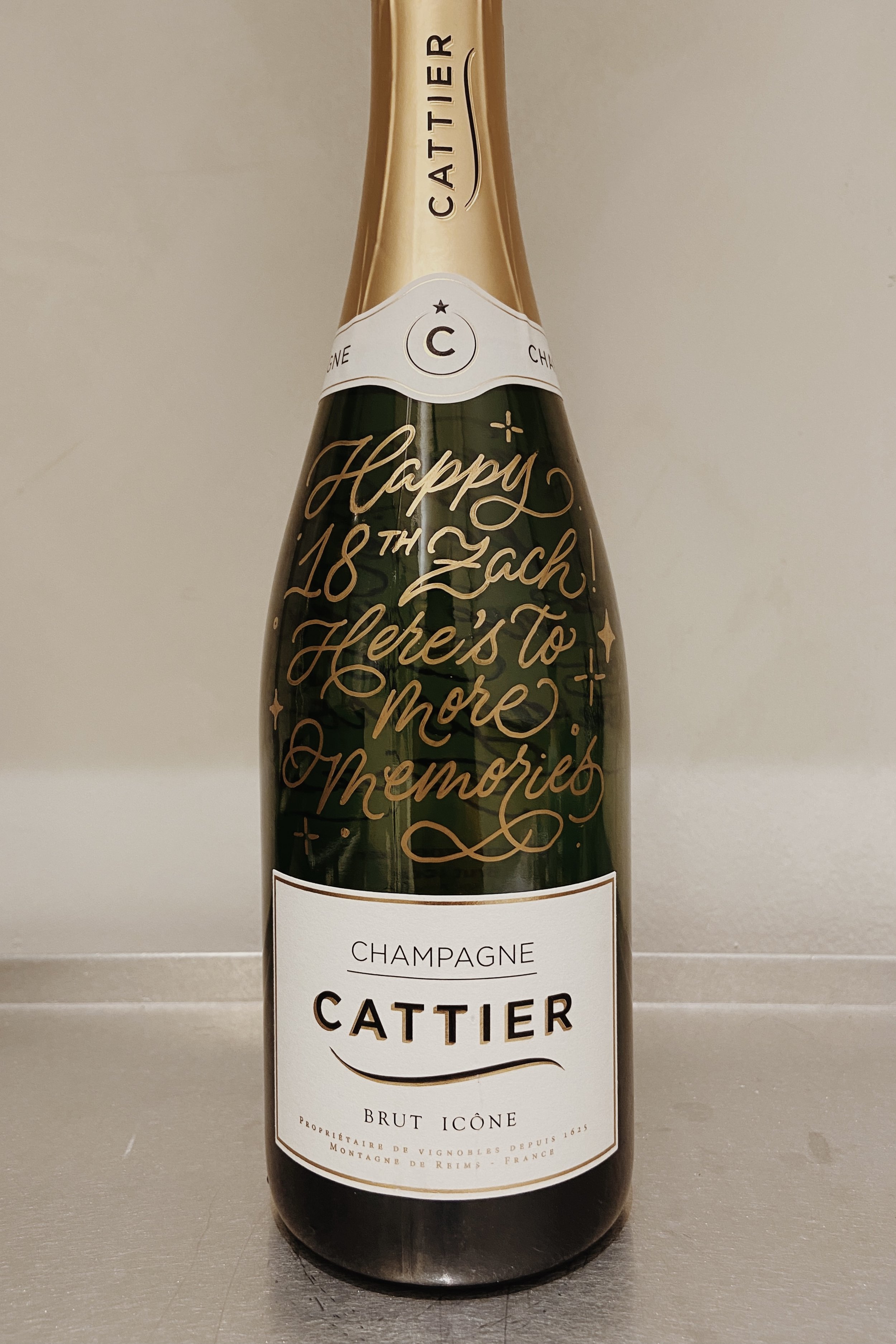 Personalised Champagne - Birthday Gift with Message in Calligraphy