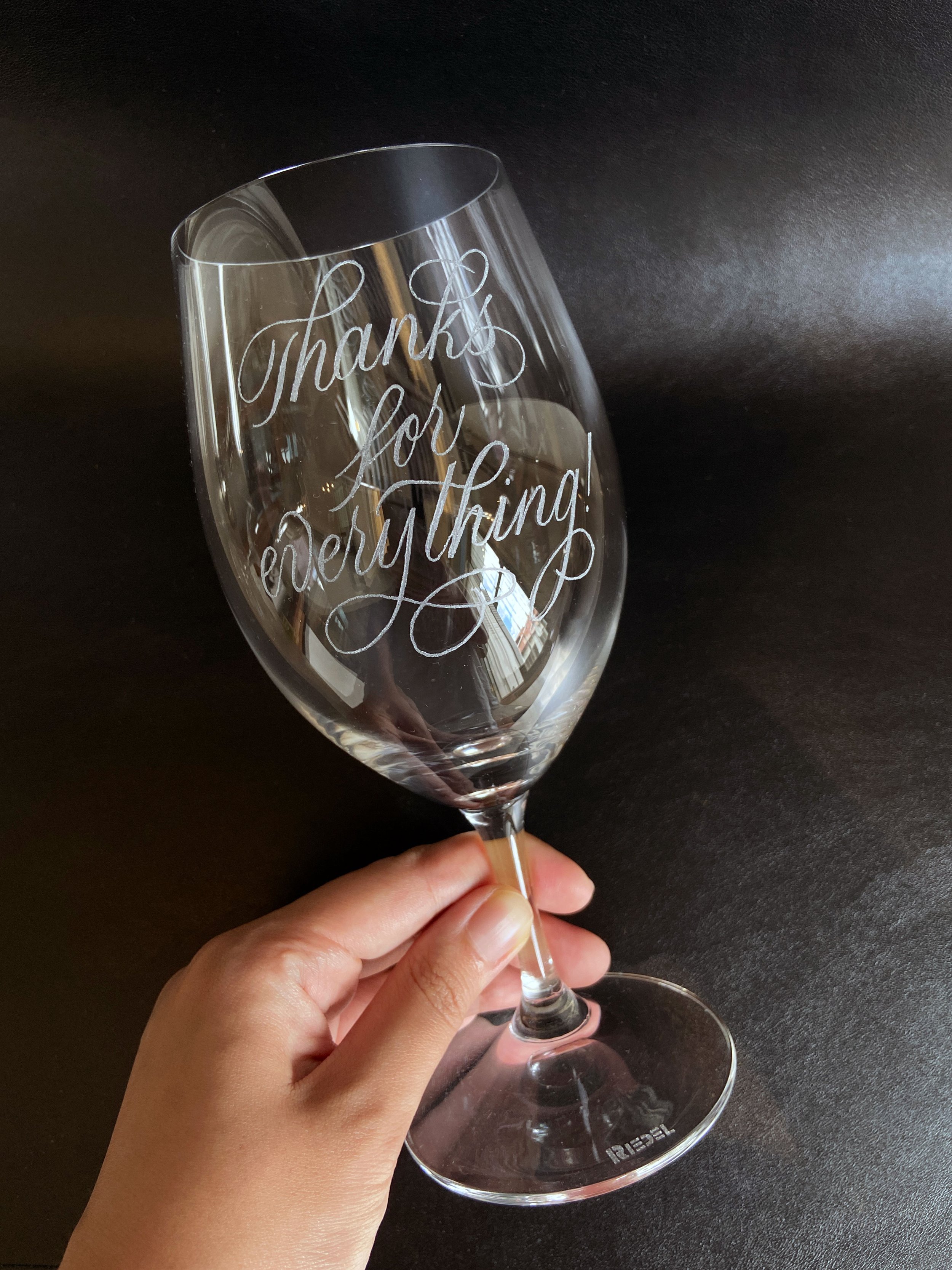 Custom Quote Engraving on Wine Glass