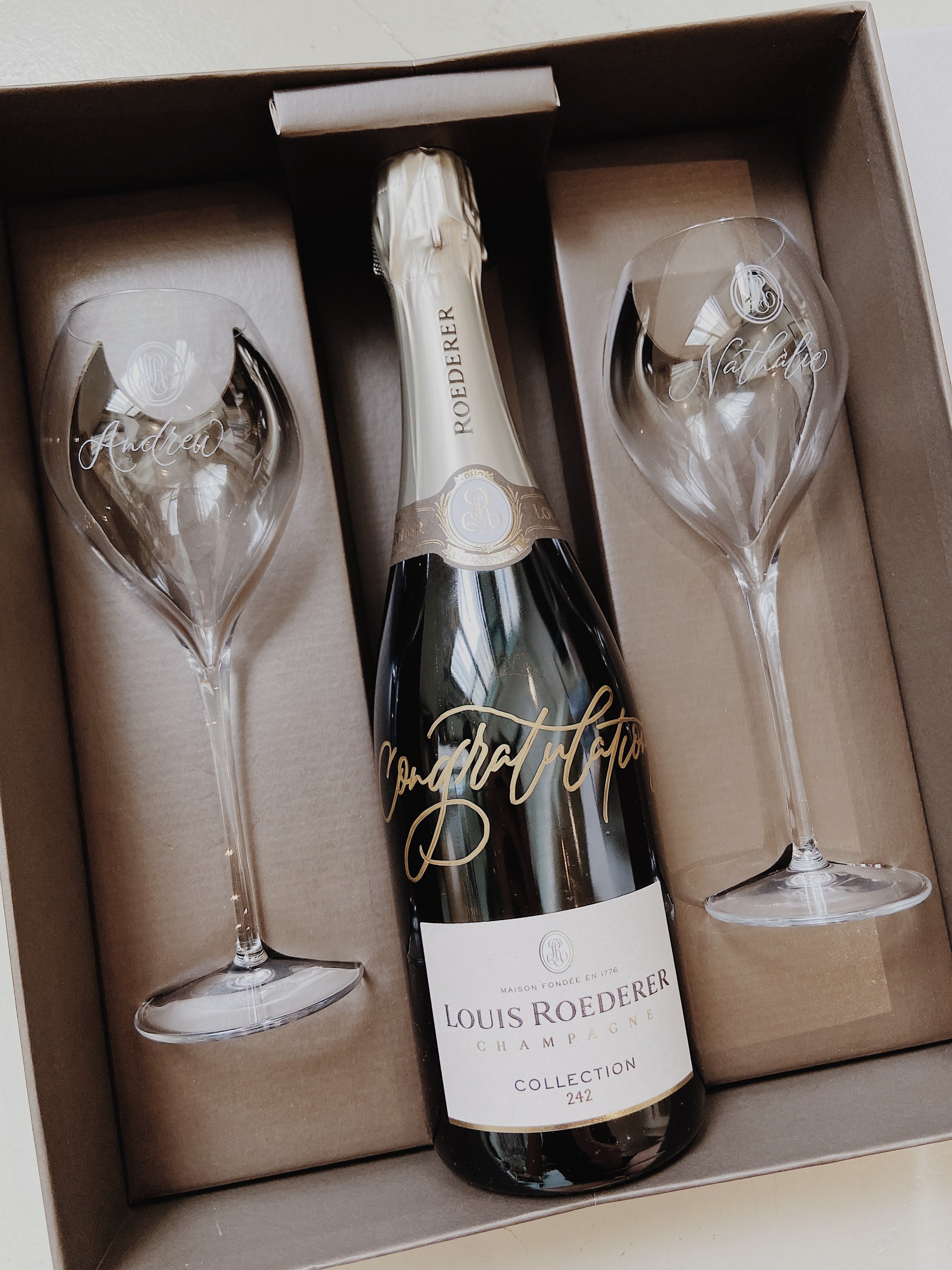 Louis Roederer Champagne Set with Flutes