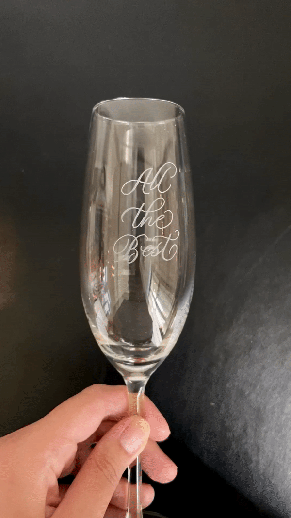 Personalised Calligraphy Engraved Schott Zwiesel Champagne Flute Glass - All The Best
