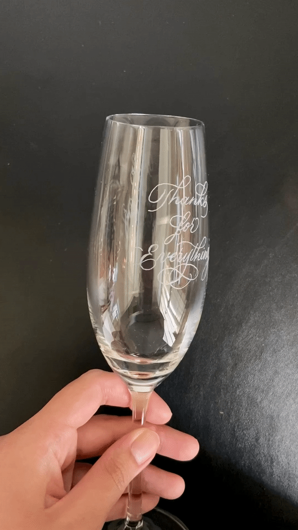 Personalised Calligraphy Engraved Schott Zwiesel Champagne Flute Glass - Thanks For Everything