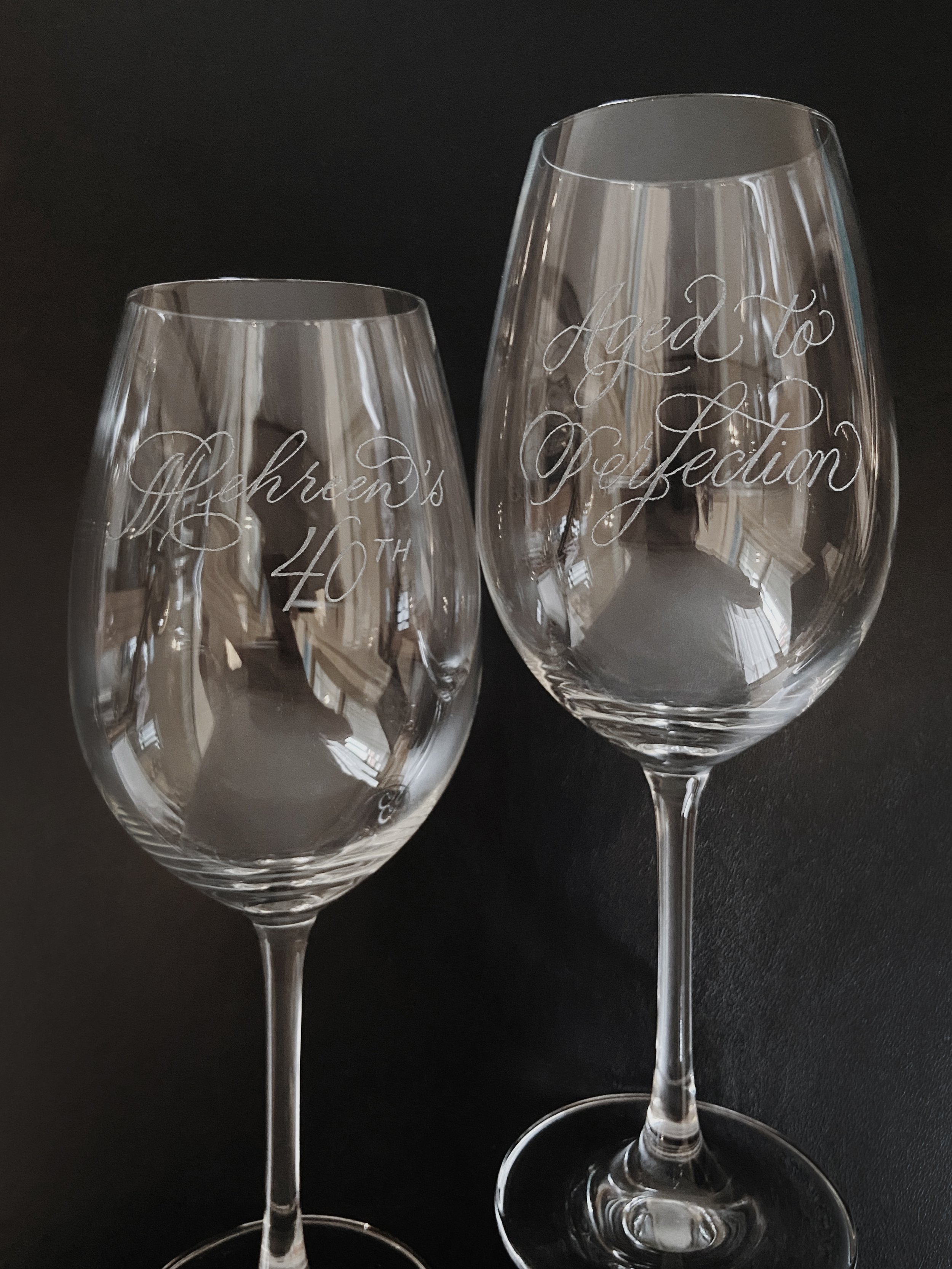 Personalised Wine Glasses - Aged to Perfection, Birthday