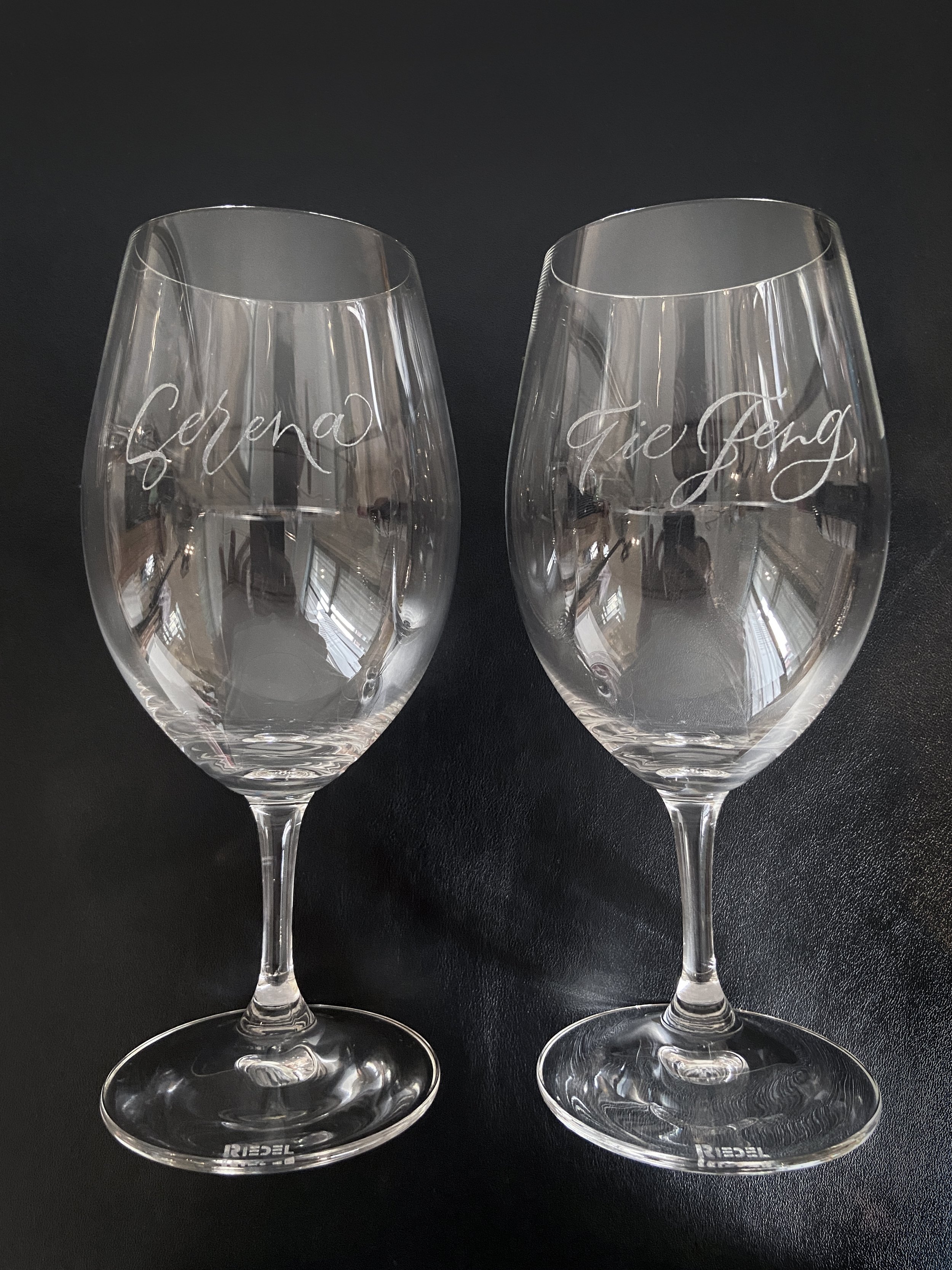 Calligraphy Engraving Riedel Wine Glasses