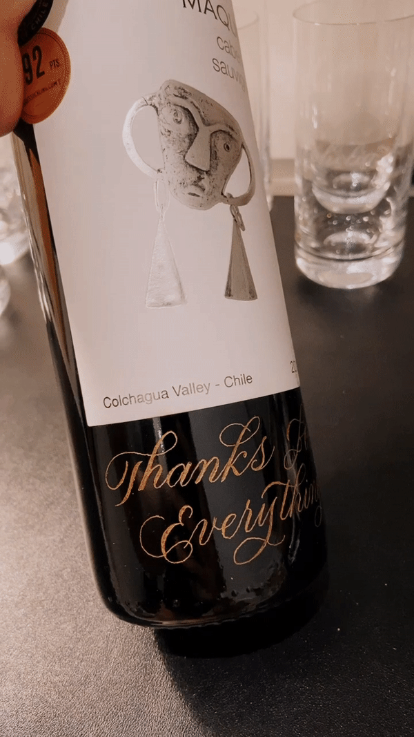 Calligraphy Engraving on Red Wine Custom Message - Singapore