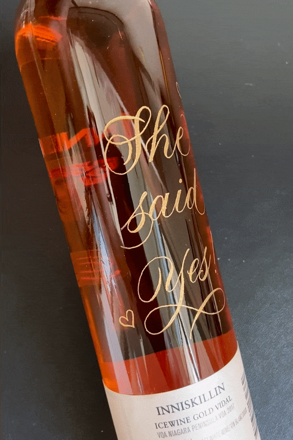 Calligraphy Engraved Ice Wine - She Said Yes!