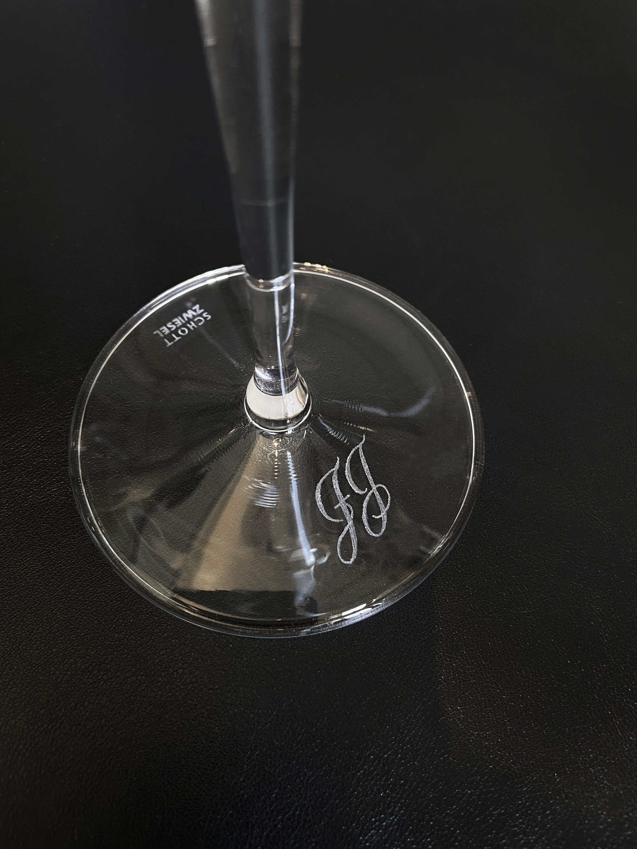 Initials Calligraphy Engraving on Schott Zwiesel Glasses