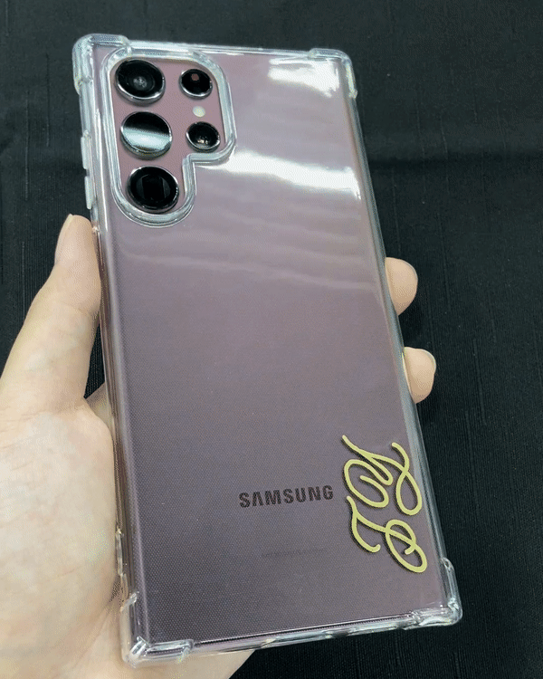 Flourished Calligraphy Initlas on Samsung Clear Phone Case.gif