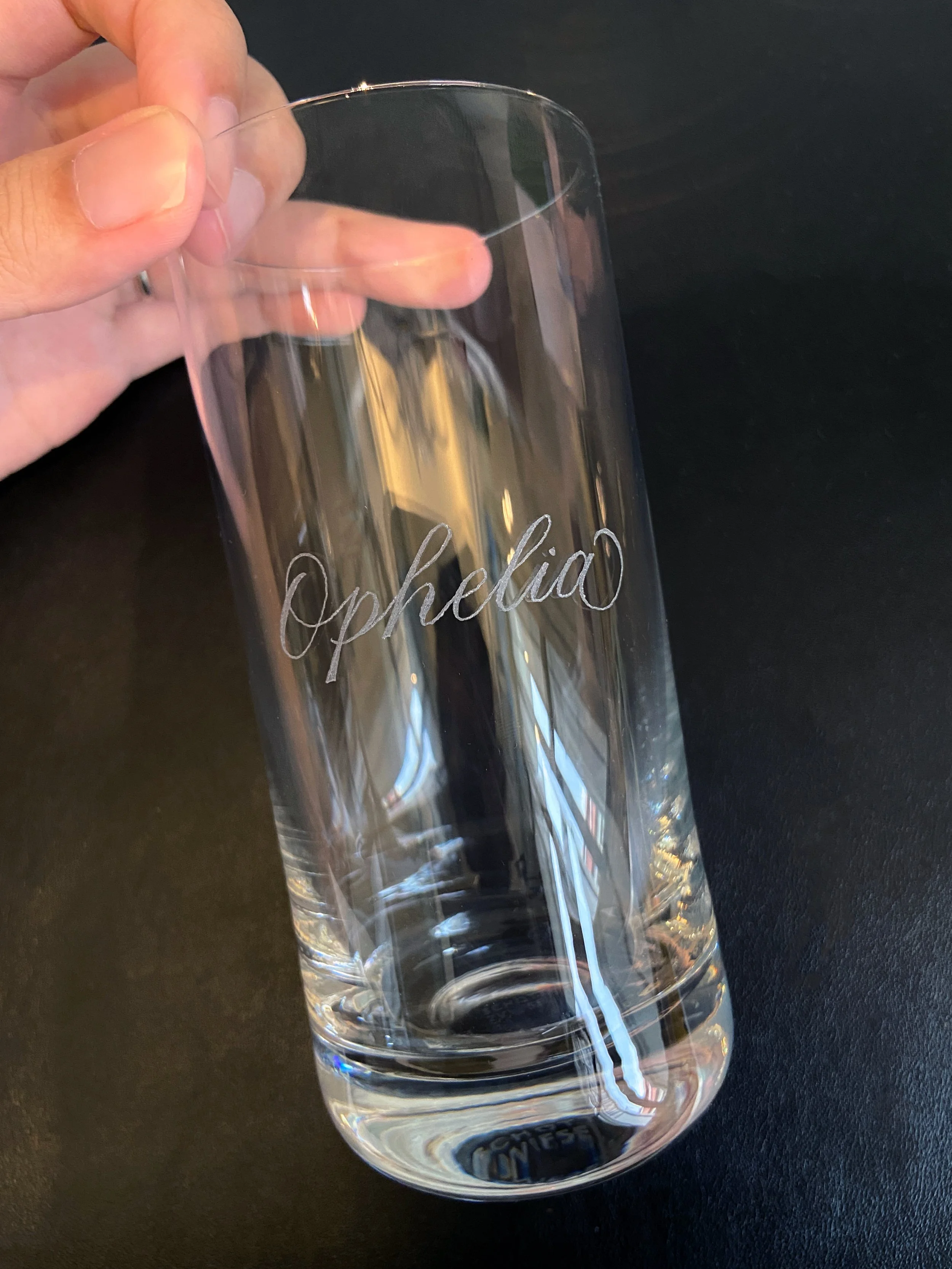 Calligraphy Engraved Water Glass