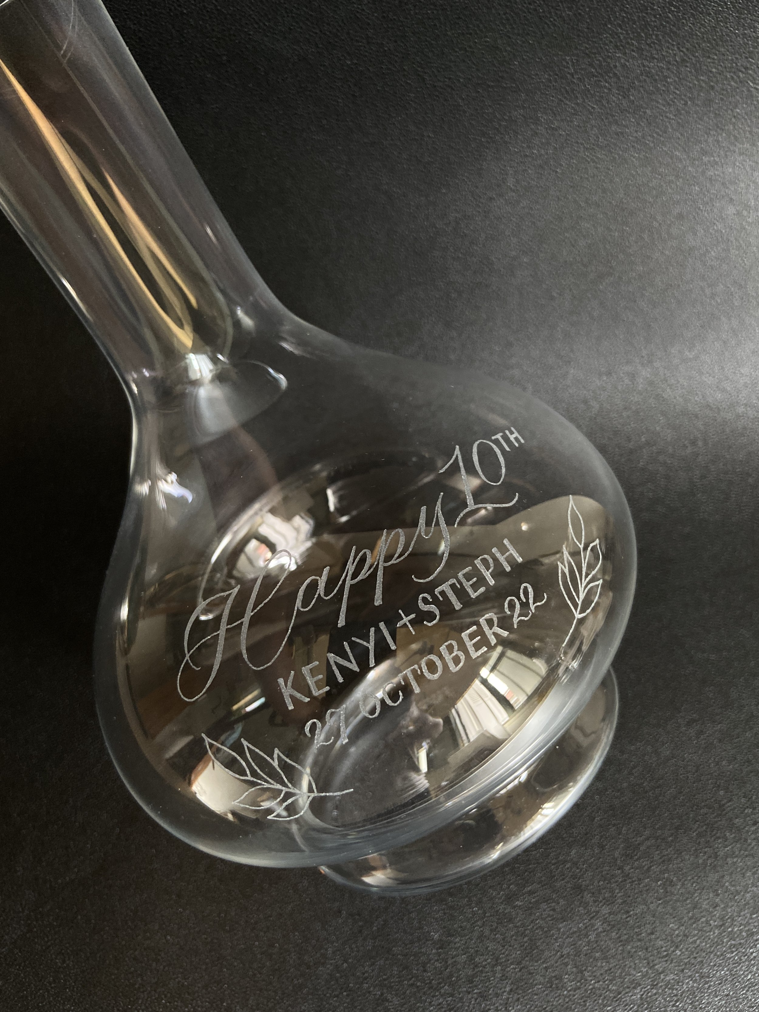 Calligraphy Engraved Grassl Decanter