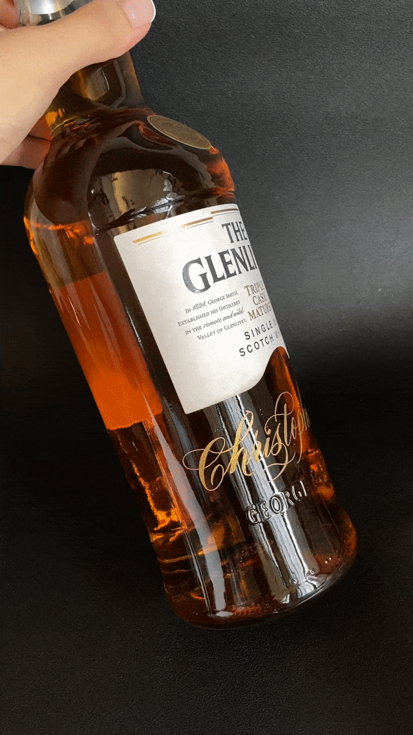 Name Engraving on The Glenlivet Single Malt Scotch Whisky
