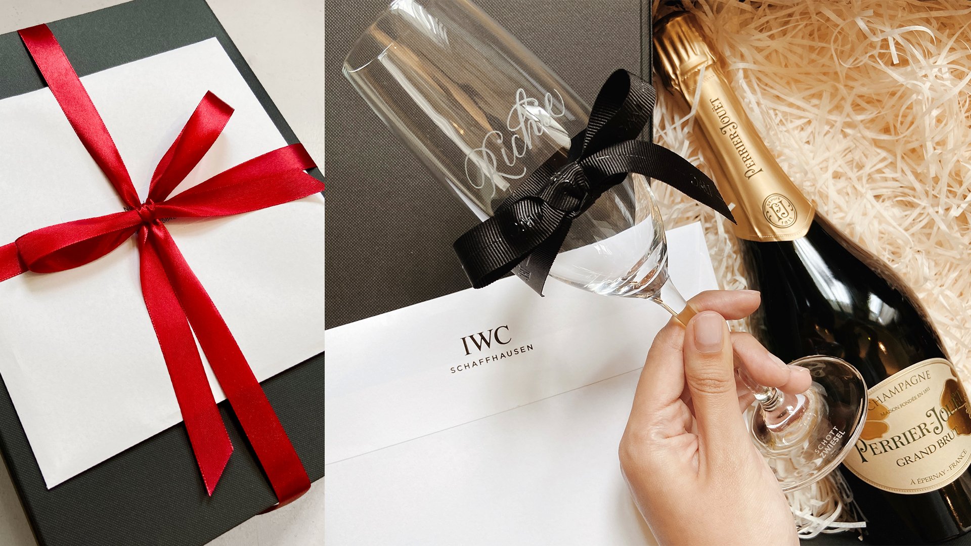 IWC Schaffhausen, Richemont | Xmas Corporate & PR Gifting: Engraved Champagne Flute & Champagne Set