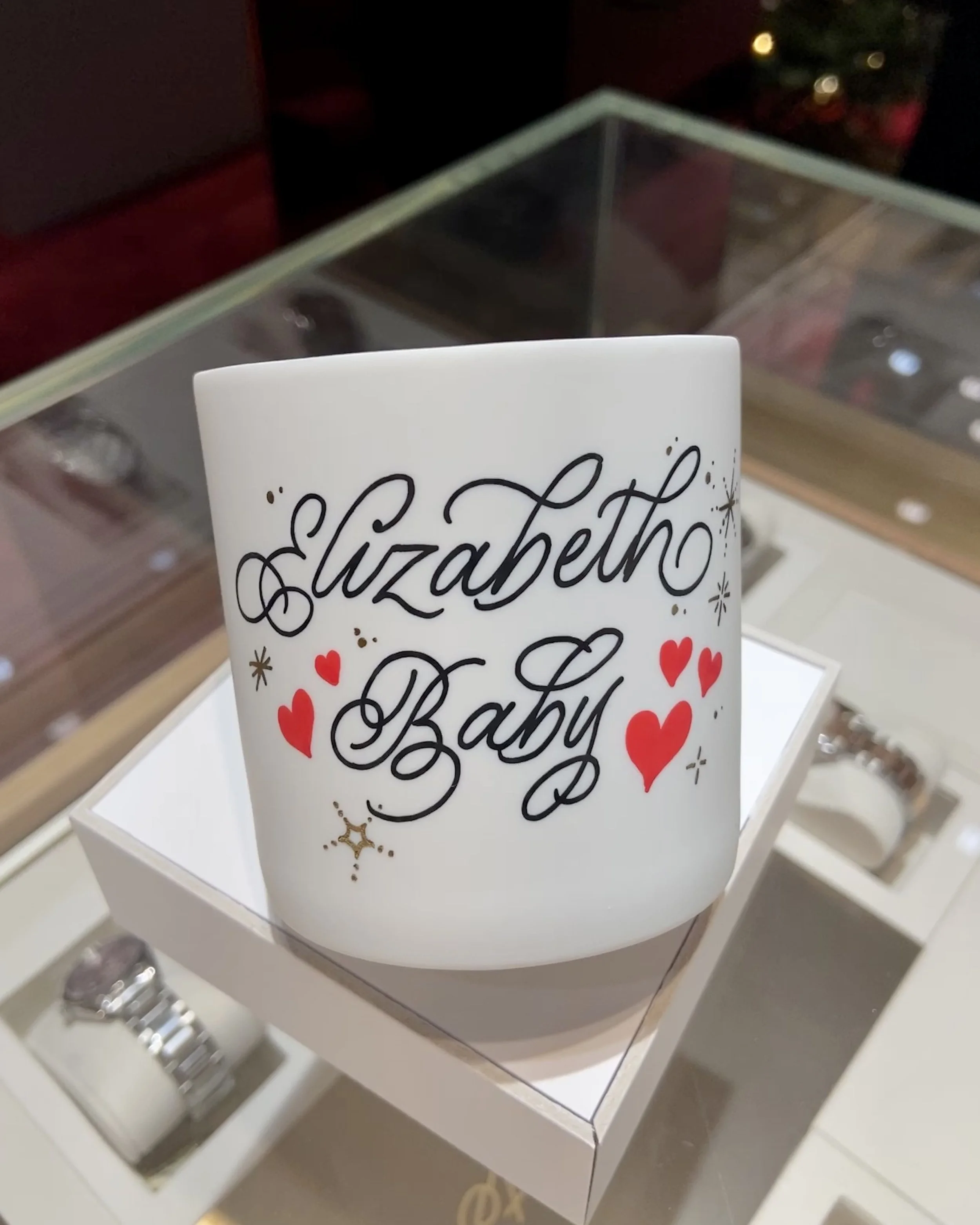 Custom Calligraphy & Illustration on Ceramic Candle Holders - Omega