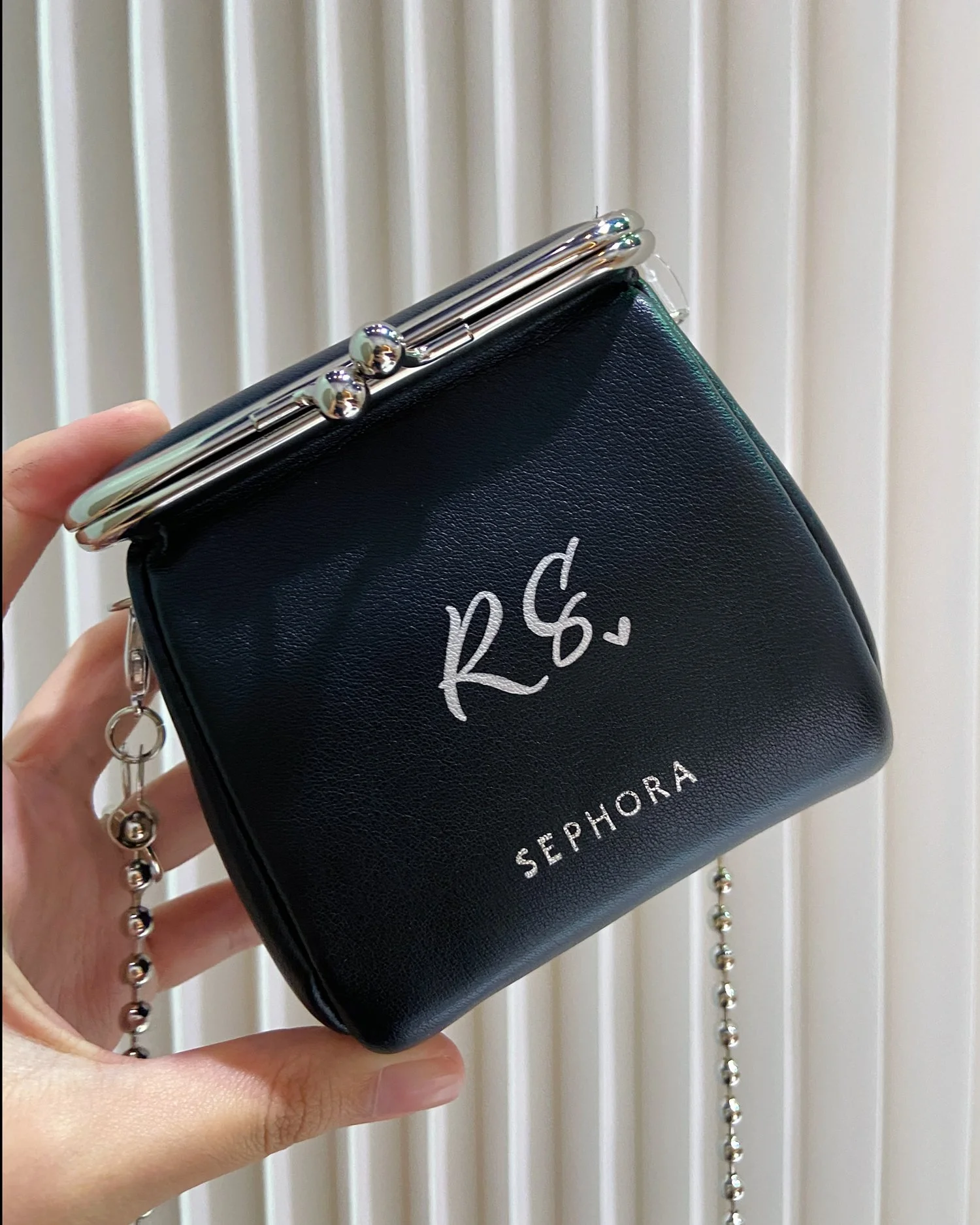 Silver Ink Calligraphy on Mini Purse Pouch - Sephora's Media Press Day