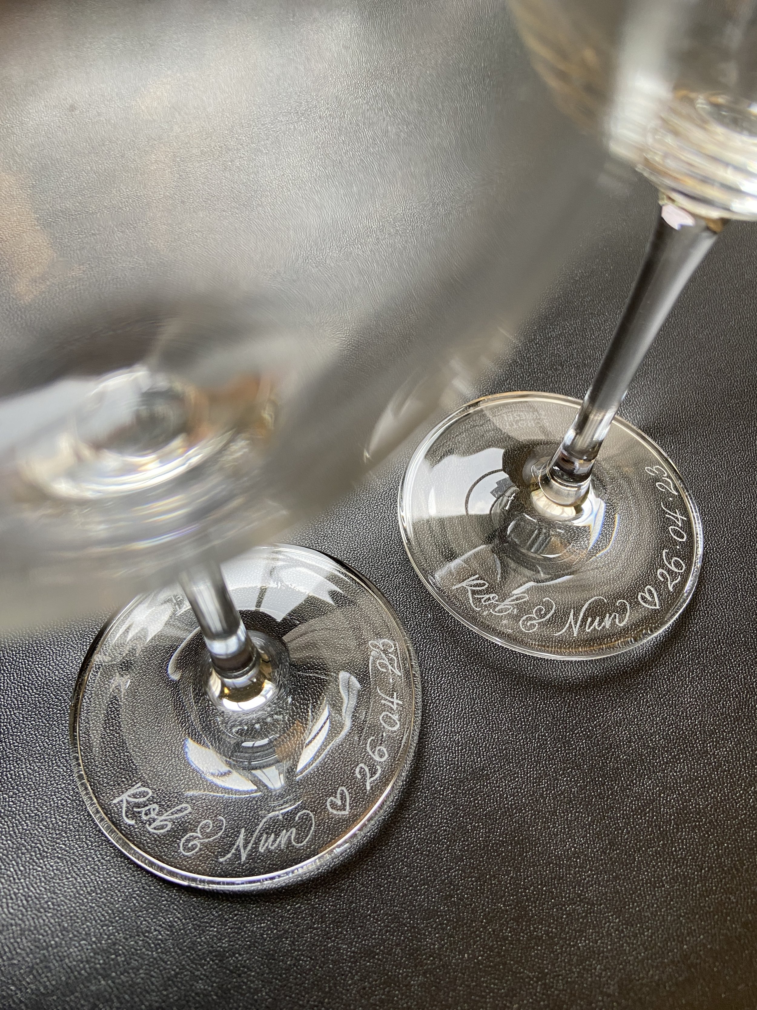 Engraved Wedding Couple & Date on Glasses