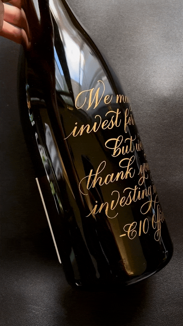 Custom Calligraphy Engraving - Magnum 1.5L Wine - Corporate Gift for Retirement