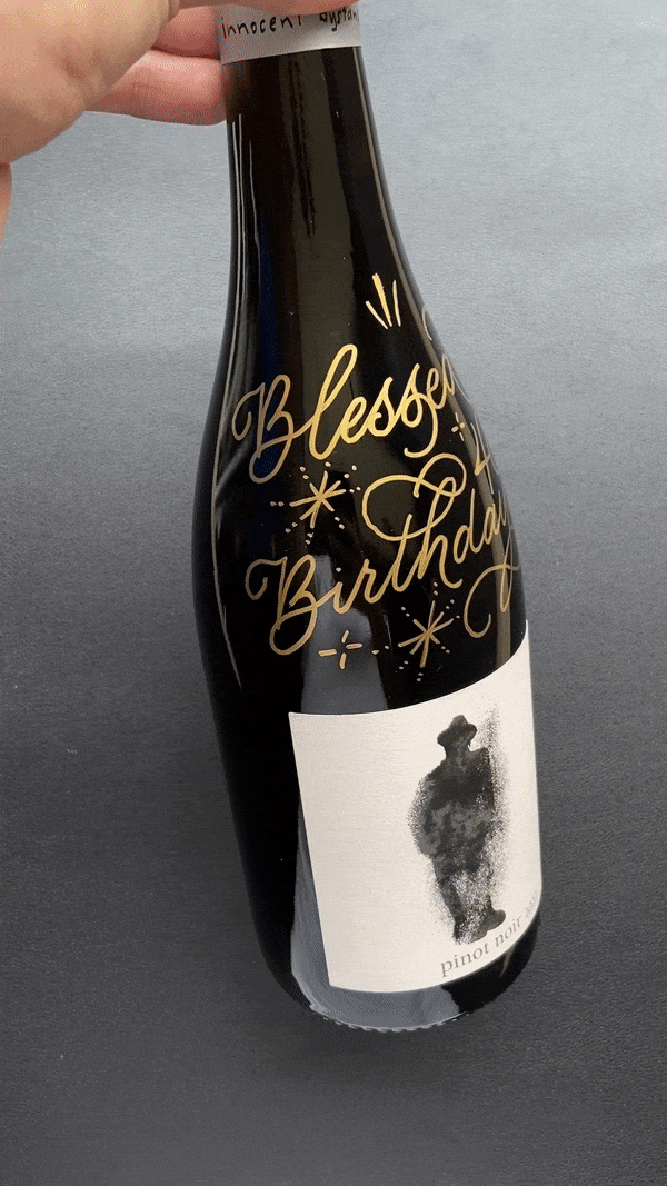 Blessed Birthday Calligraphy Wine