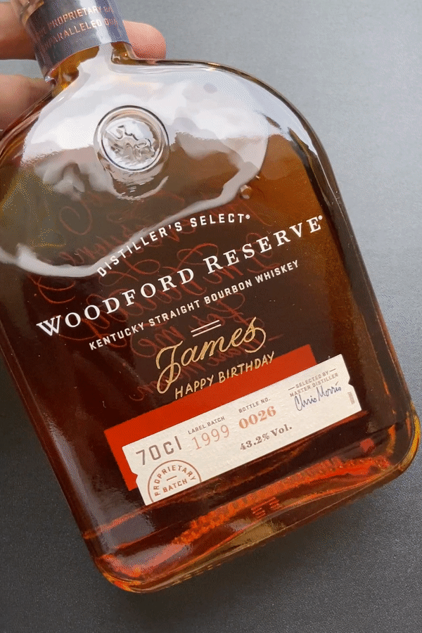 Engraved Woodford Reserve Kentucky Straight Bourbon Whiskey