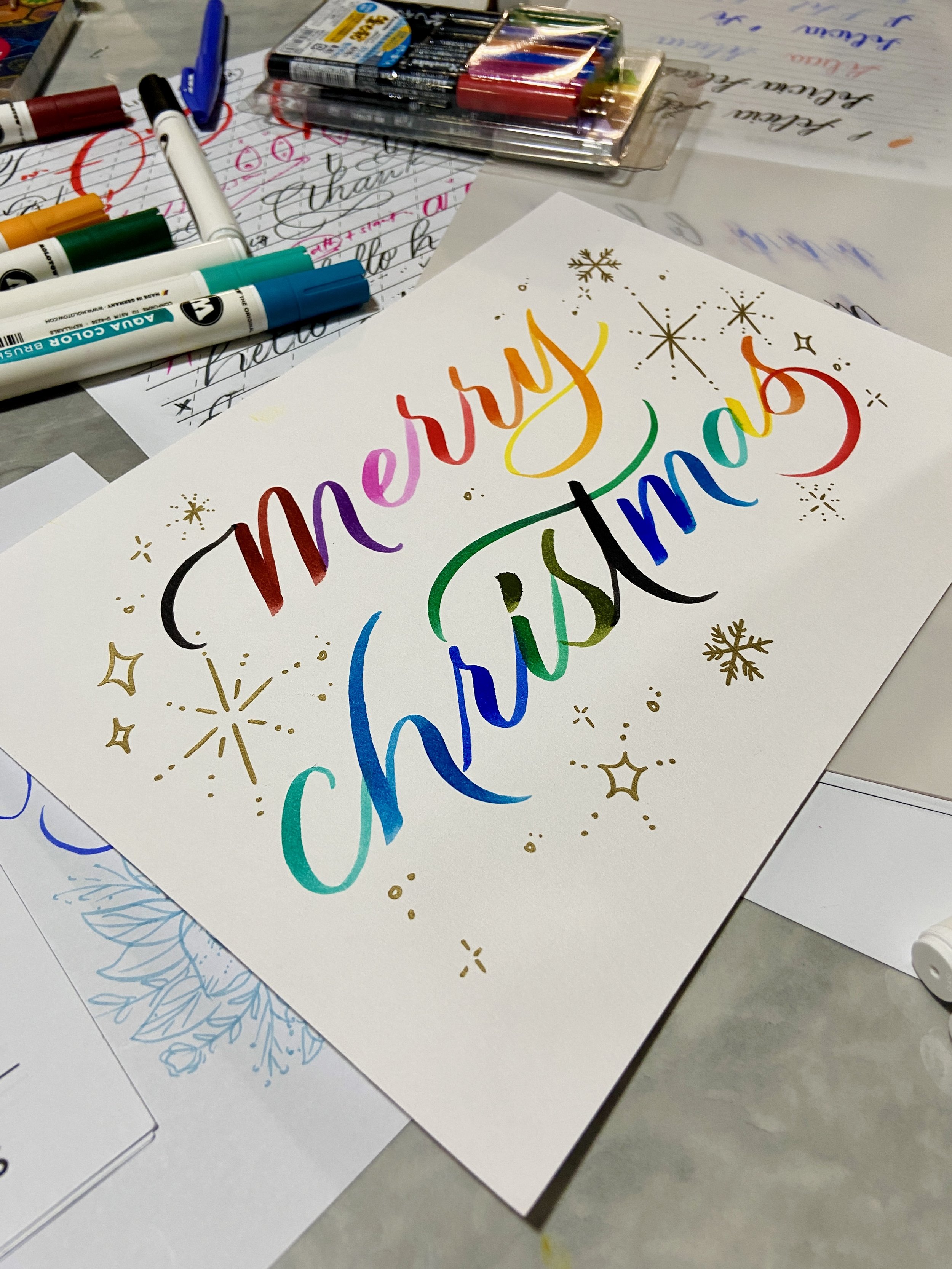 Merry Christmas - Gradient Calligraphy Workshop