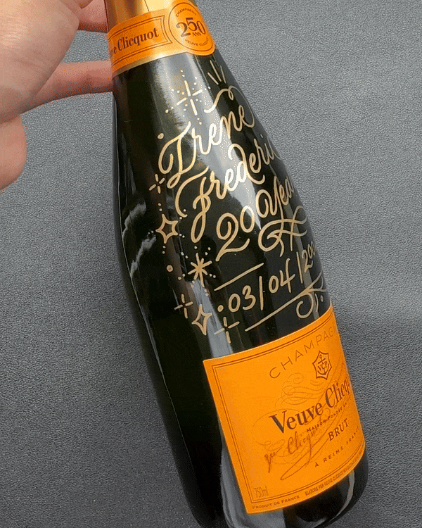 Custom Calligraphy Veuve Clicquot Brut - 20th Anniversary Gift