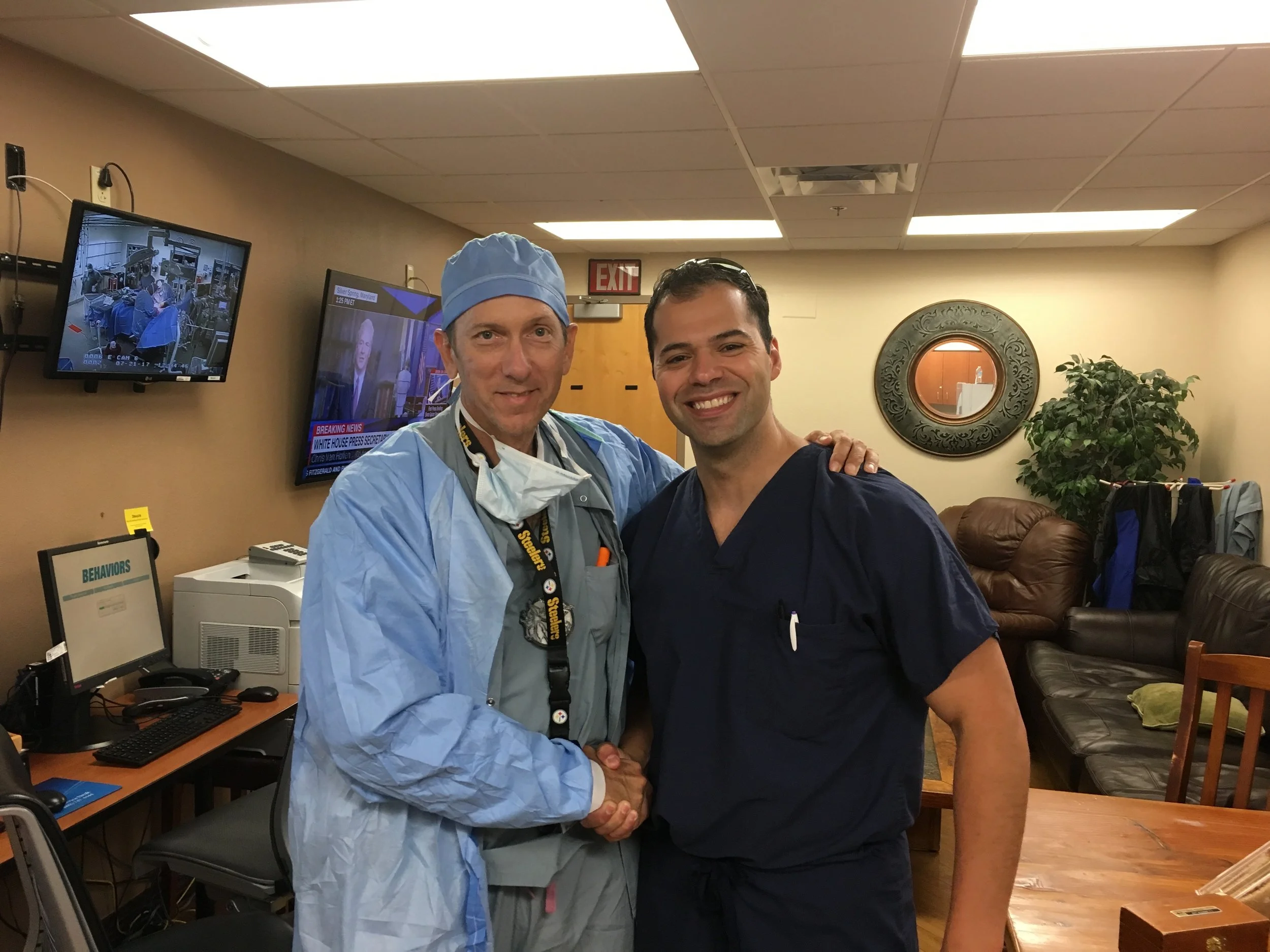 Joe Rodriguez pictured here with Dr. David Vertullo, MD. Intentionally building cross-professional relationships is key in excellent patient care. Image used with permission. 