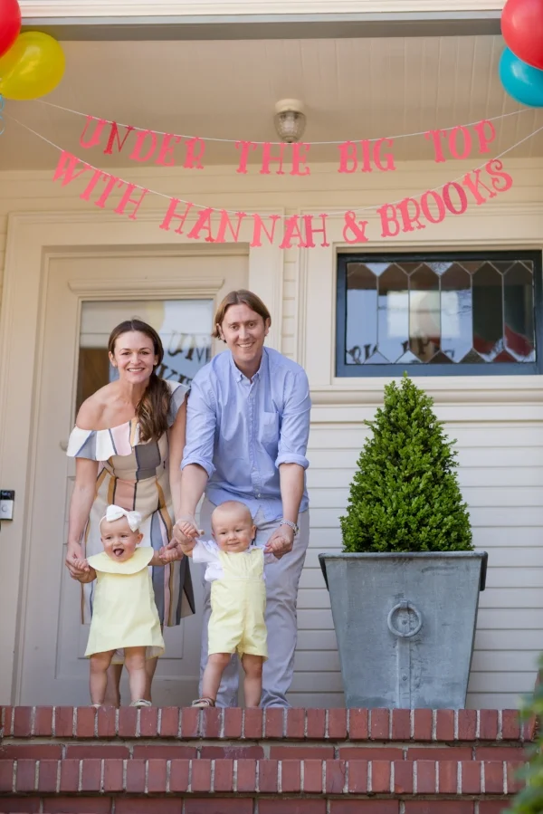 I know. Can you handle the cuteness of this beautiful family? Shout out to Glam Banners for the perfect, custom banner. Also, those adorable matching outfits were picked out by mom from The Beaufort Bonnet Company . And yes, they're monogrammed. 