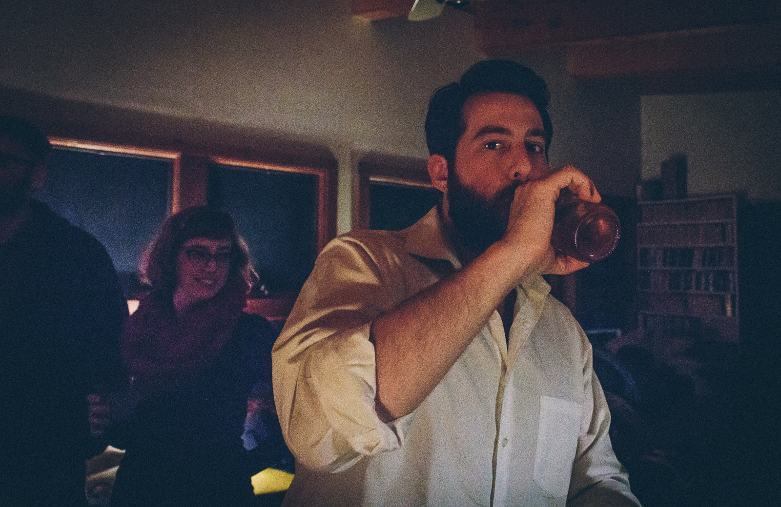 time for a drink after a long drive and trying to find the cabin in the dark