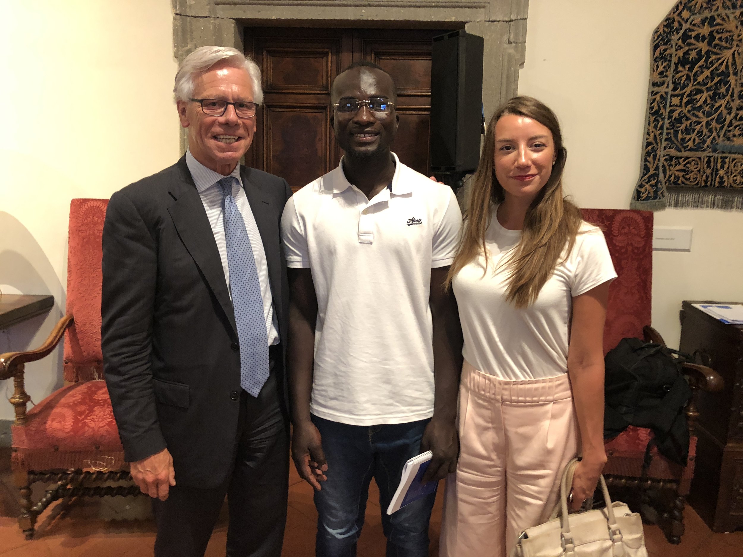  Ambassador Vollebaek, Bakary, and the author at the Embassy of Switzerland, Rome. 11 June 2018. 