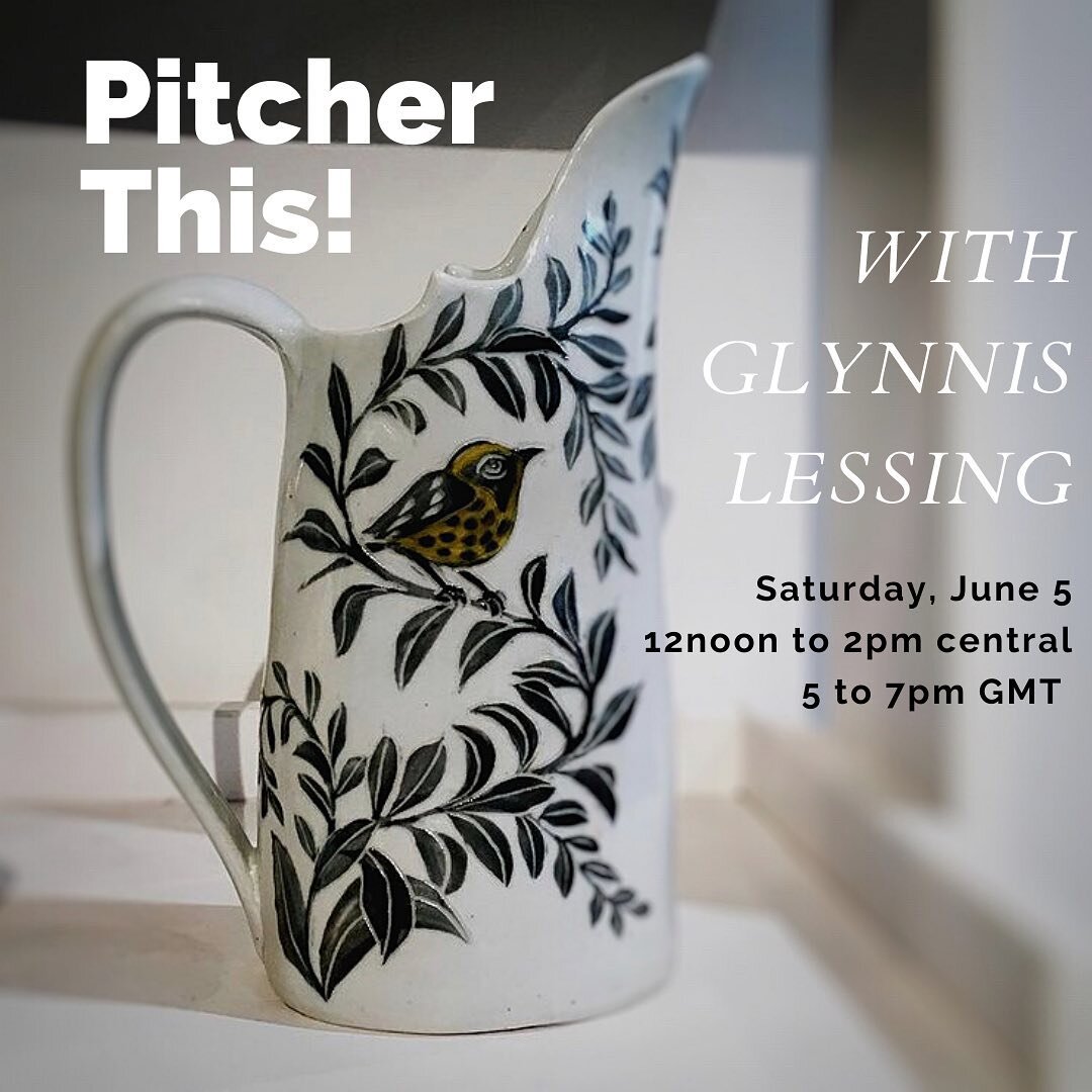 Don't miss this chance to see the incredible Glynnis Lessing (@glynnislessing) present her techniques on decorating her pitcher forms. Templates and handouts included. 
&bull;
Saturday, June 5
1-3pm Eastern
12noon-2pm Central
5-7pm GMT
&bull;
#franka