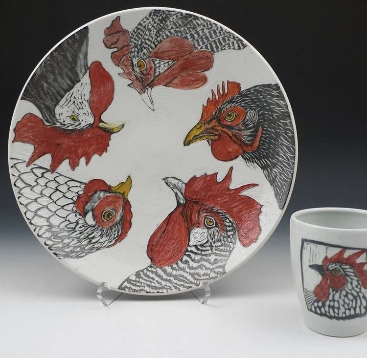 Glynnis Lessing - rooster plate and cup.jpg
