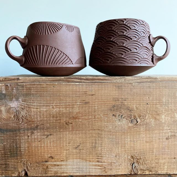 Sarah Pike - two greenware mugs.png