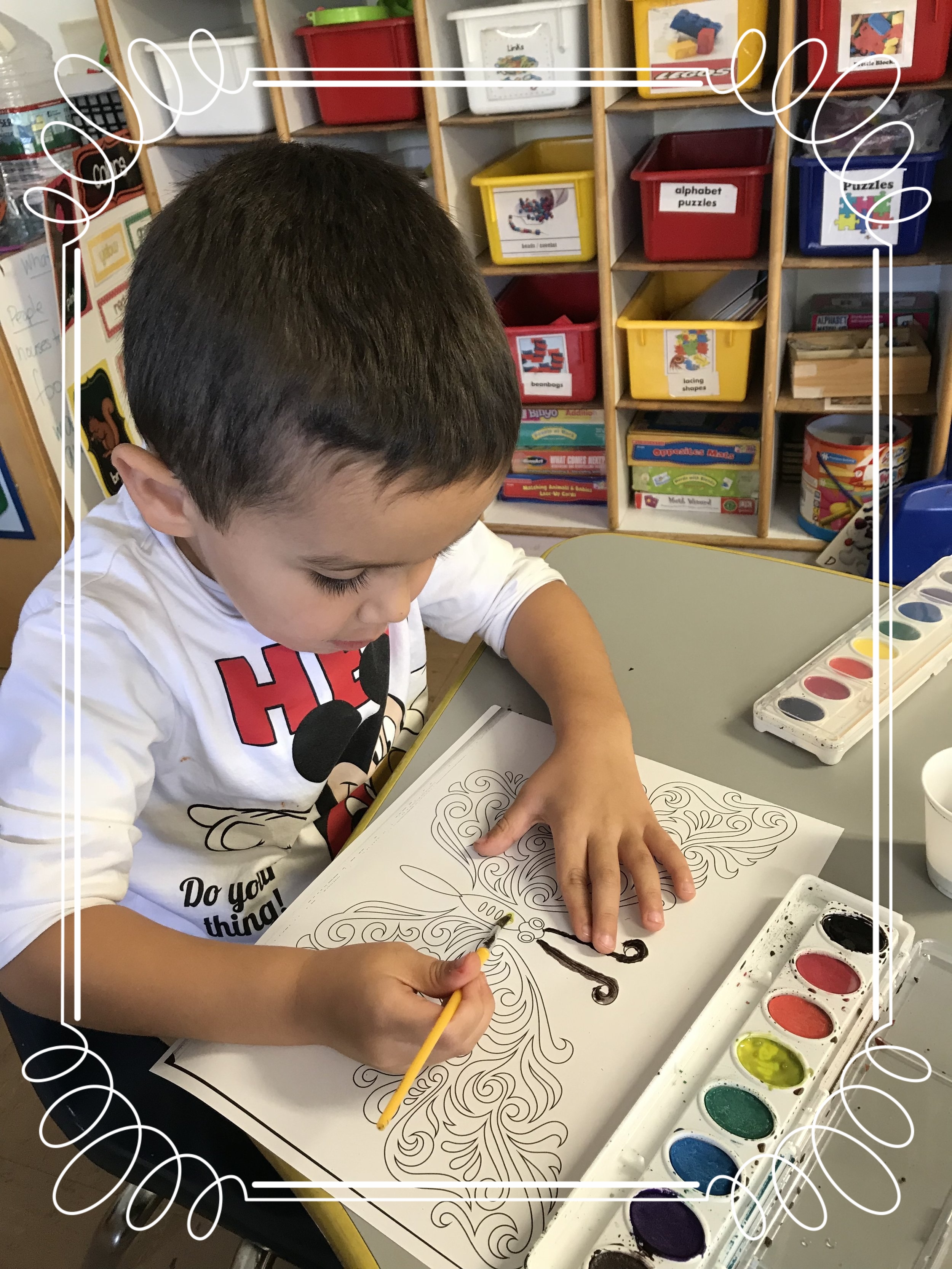 engaging in mindful painting.