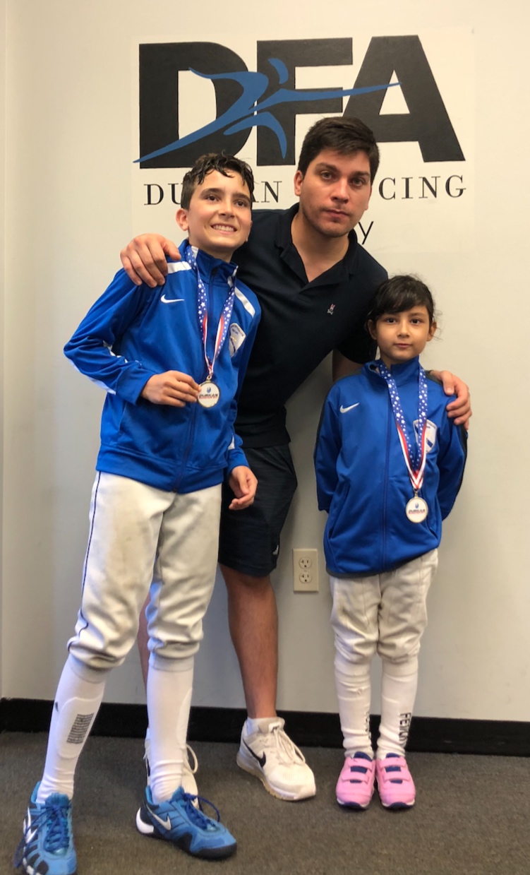 Durkan Fencing Academy RYC Sebastian Garcia 2nd place Y12 Mens Foil Emily Cascone 3rd place Y12 Womens Foil August 18th 2019