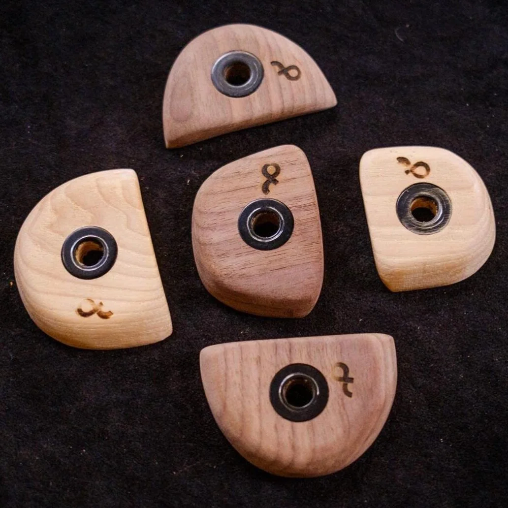 Grips for Good - Finely crafted climbing holds made from reclaimed hardwood lumber