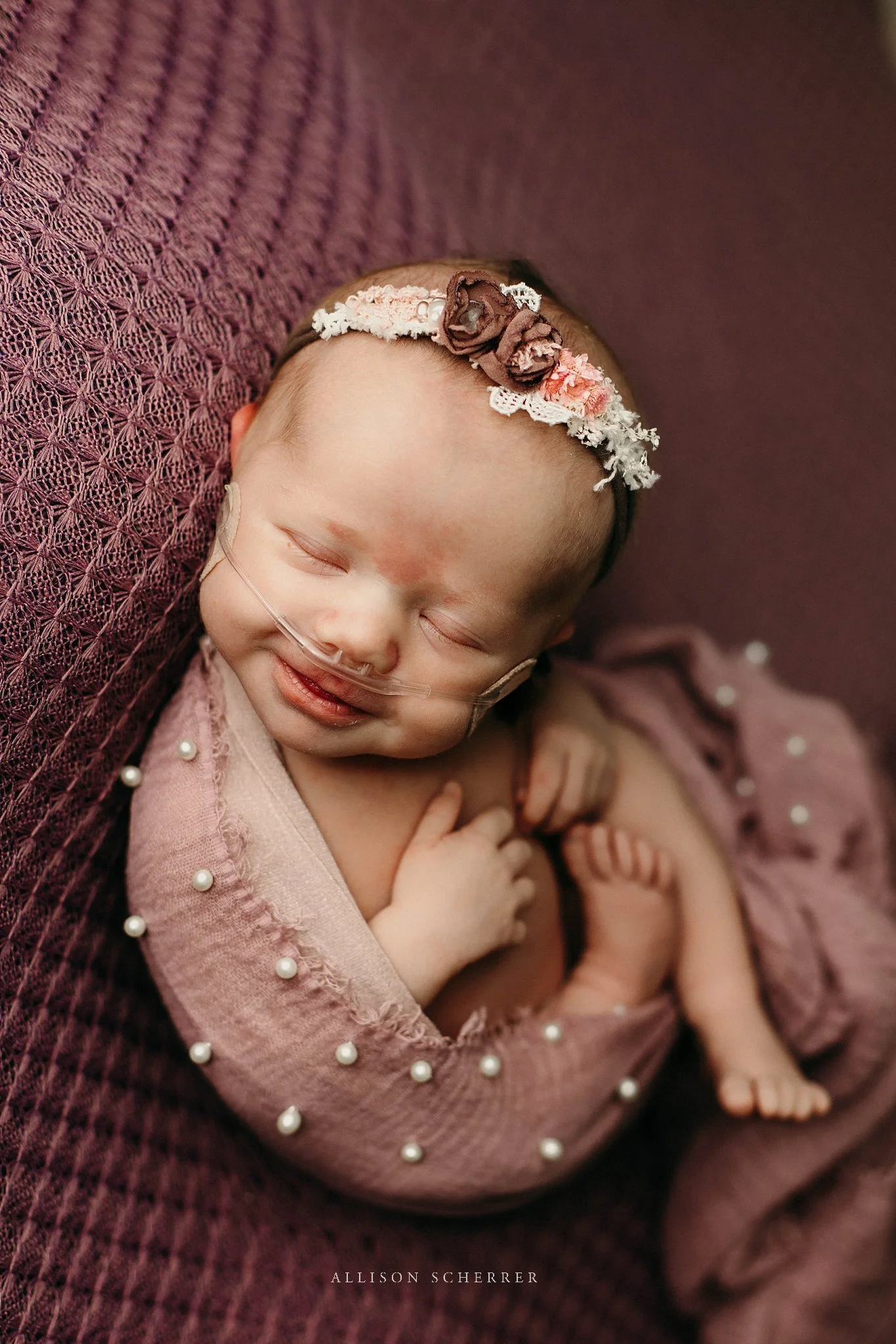 Colorado newborn photographer capturing baby with oxygen support