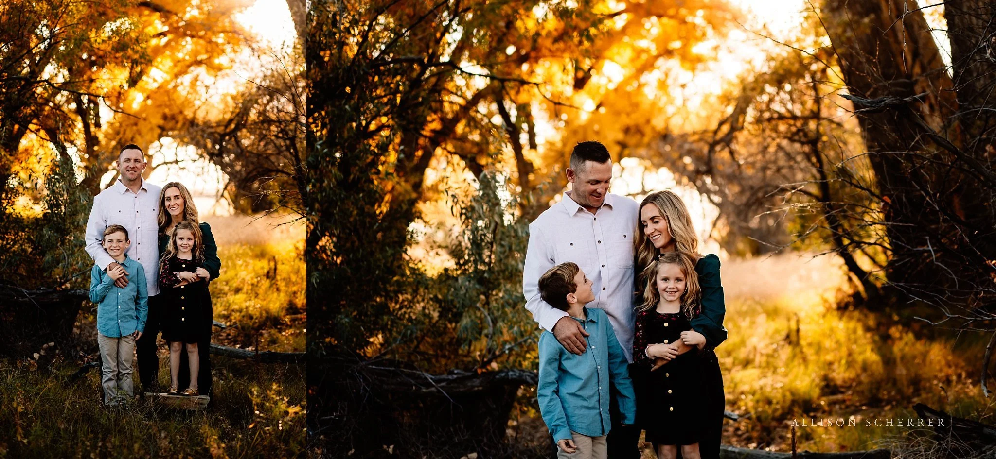 Family of four during fall mini session in rural eastern Colorado