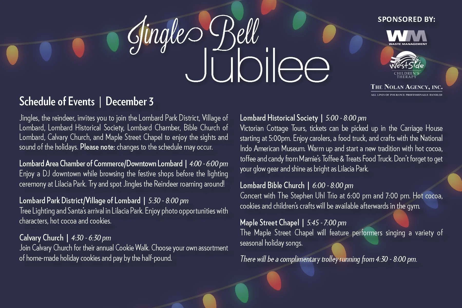 Jingle Bell Jubilee Activities — Lombard Historical Society