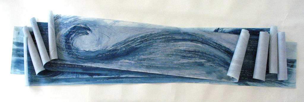 Detail, from Five Scrolls of Indigo Waves Containing Writings of The Connection of Water -2001