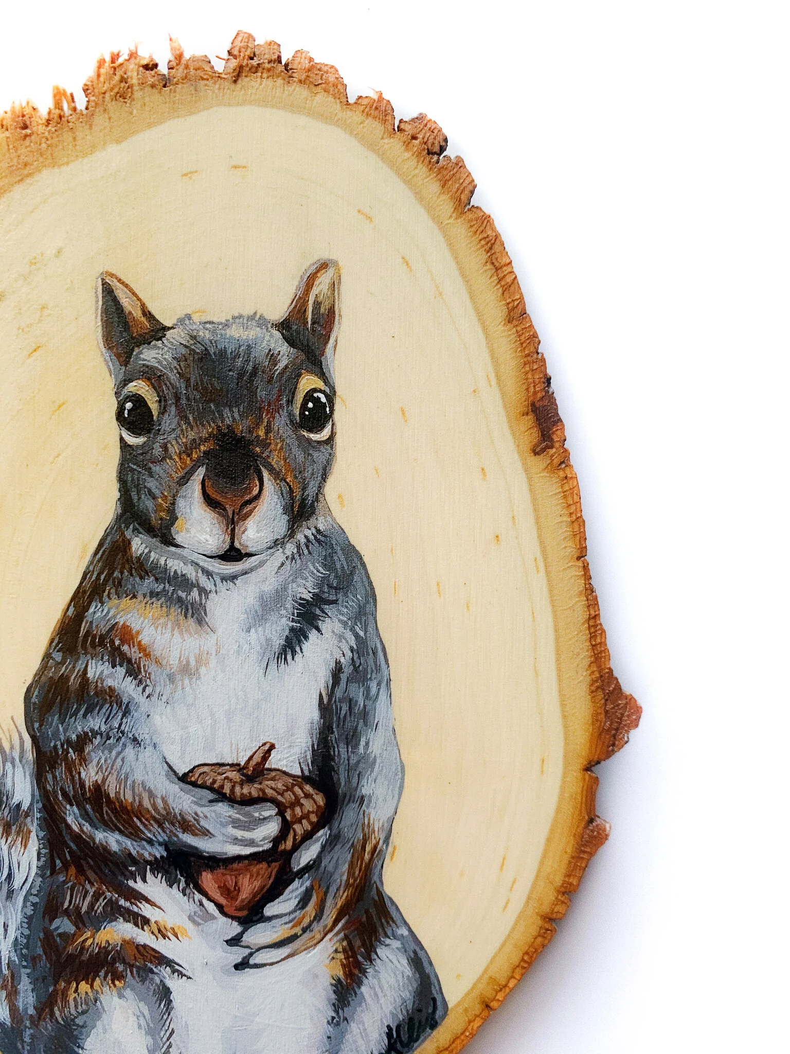 Squirrel, Approx 8”, acrylic on wood, 2020