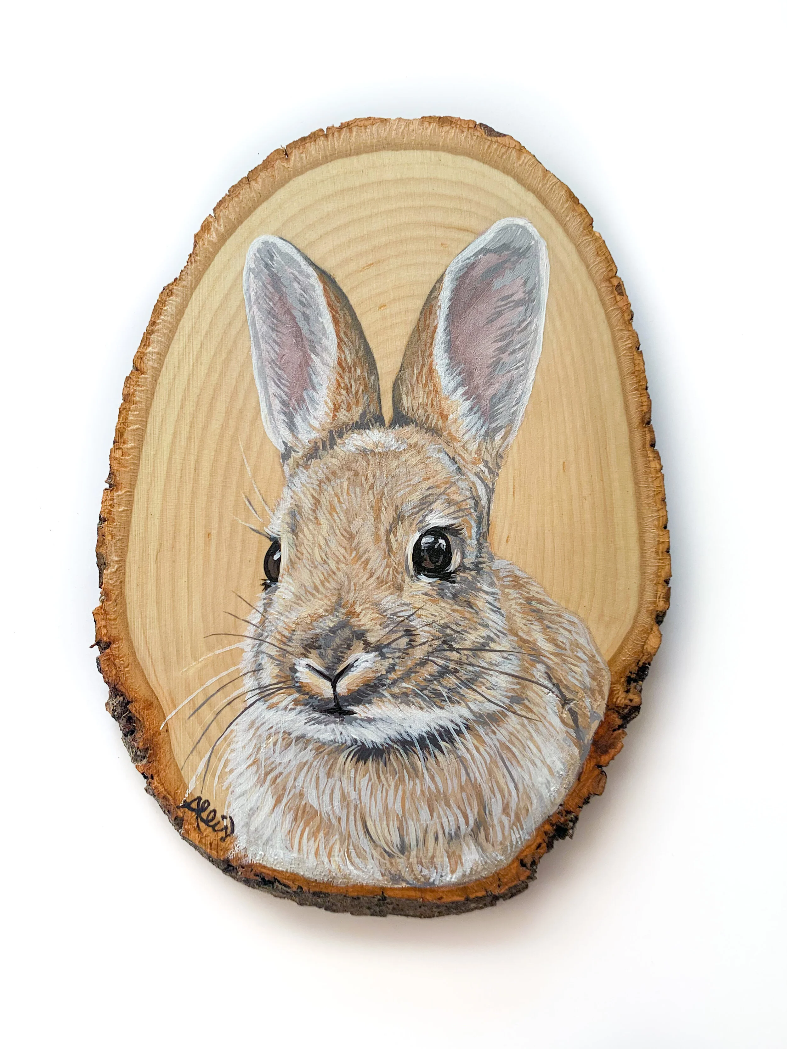 Bunny, Approx 8”, acrylic on wood, 2020