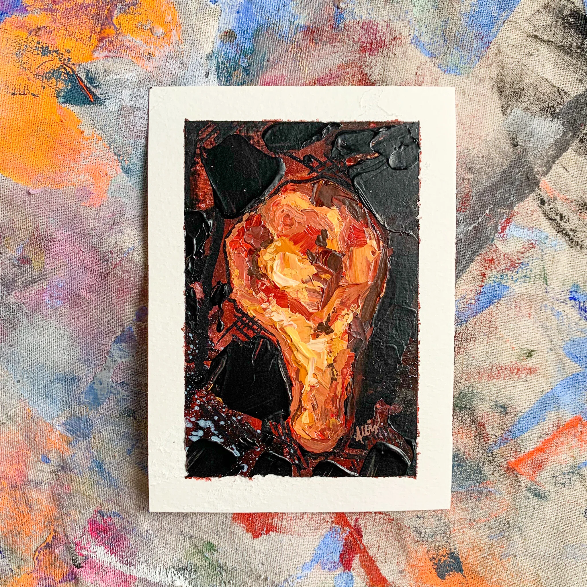 Chicken Wing, 5 x 7 inches, acrylic on paper, 2020