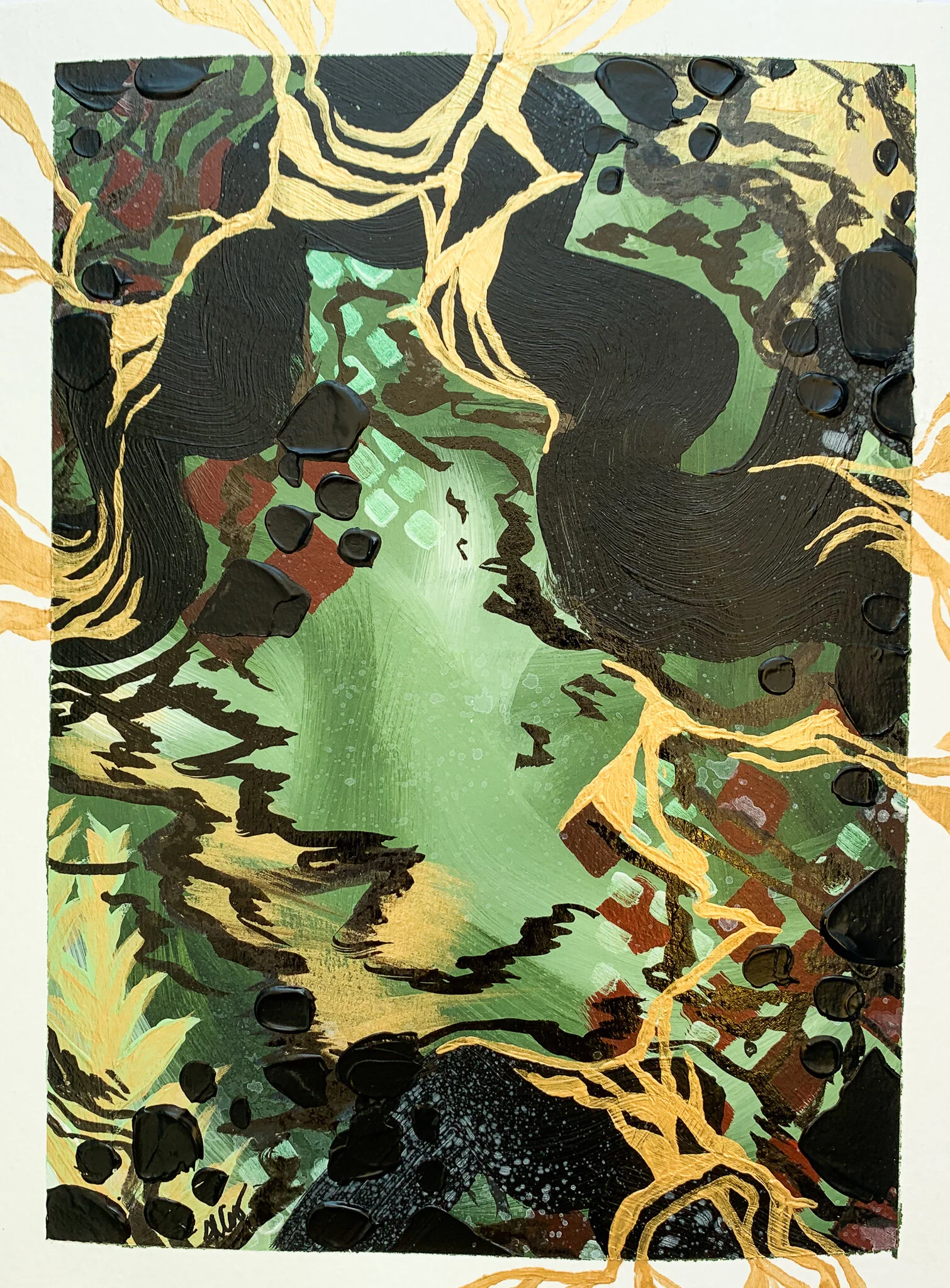 AAW 1, 9x12”, acrylic on paper, finished 2020, by Allison Thompson