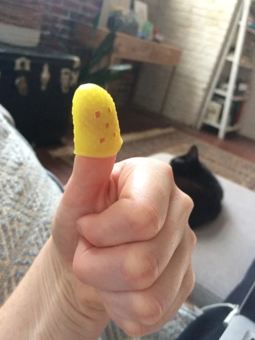  I have purchased these thumbs covers for my first 50 pre-orders as a thank you for the support of this project. The thumb covers can be used to help rub the Prohibere product into the scalp (and also just be worn as barriers to pulling). 