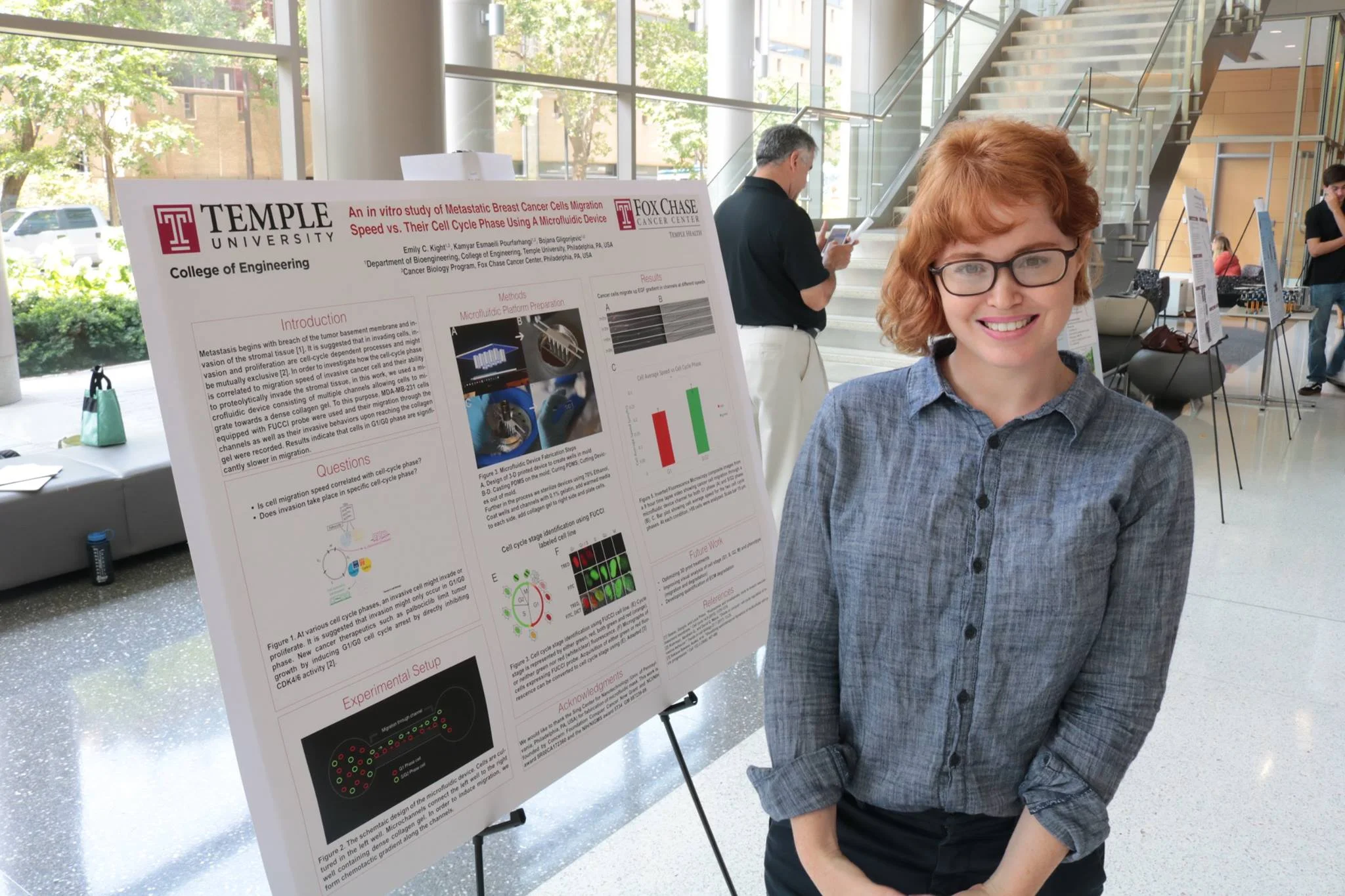 Emily presenting her Breast cancer cell migration research from working in the Gligorijevic lab to the Temple University College Research Symposium placing 2nd in 2017.