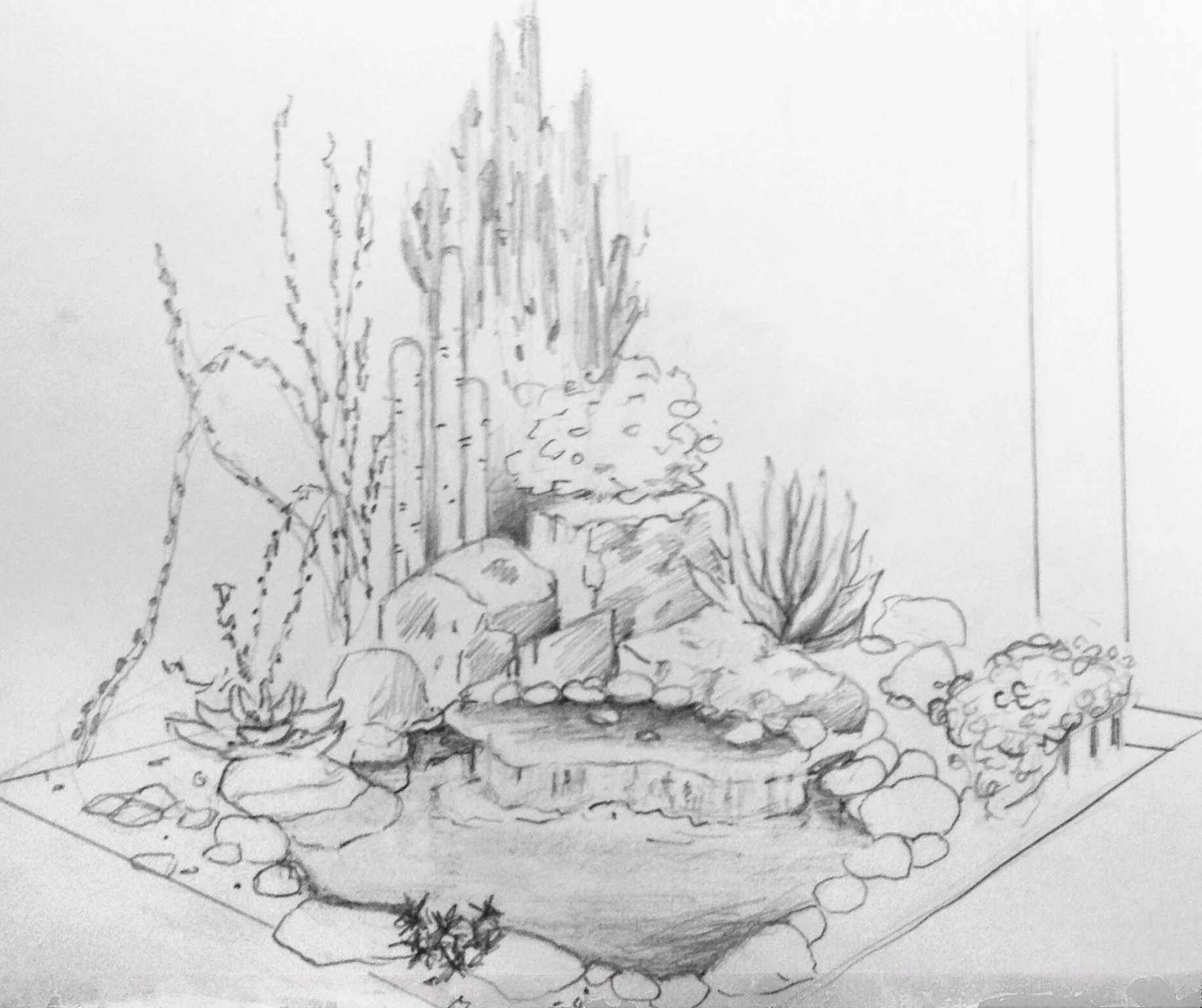 Sketch for entry-way fountain