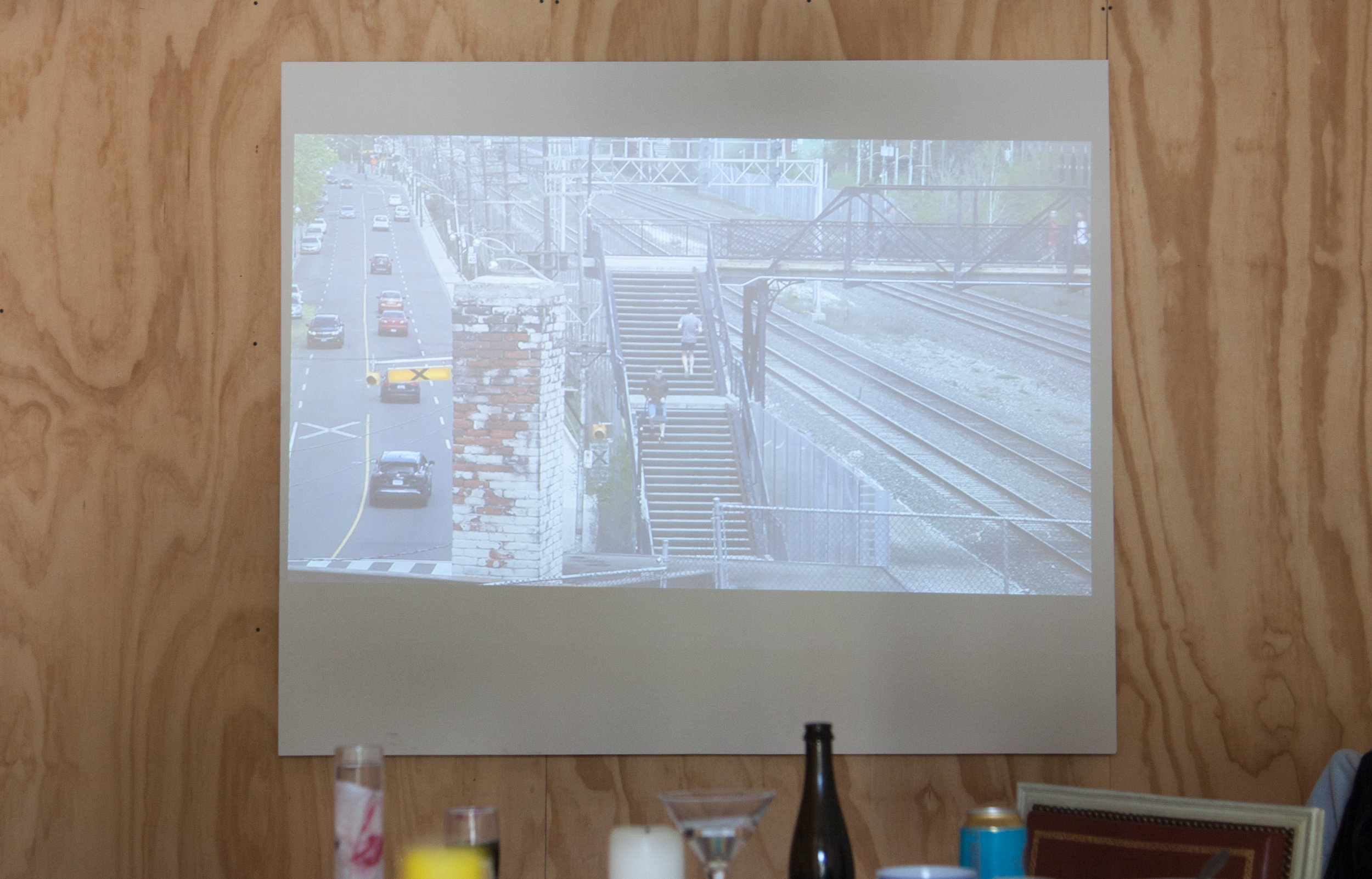   Views From The Table  Video projection featuring immersive audio of passing trains. Runtime: 00:49:52 (looped) 