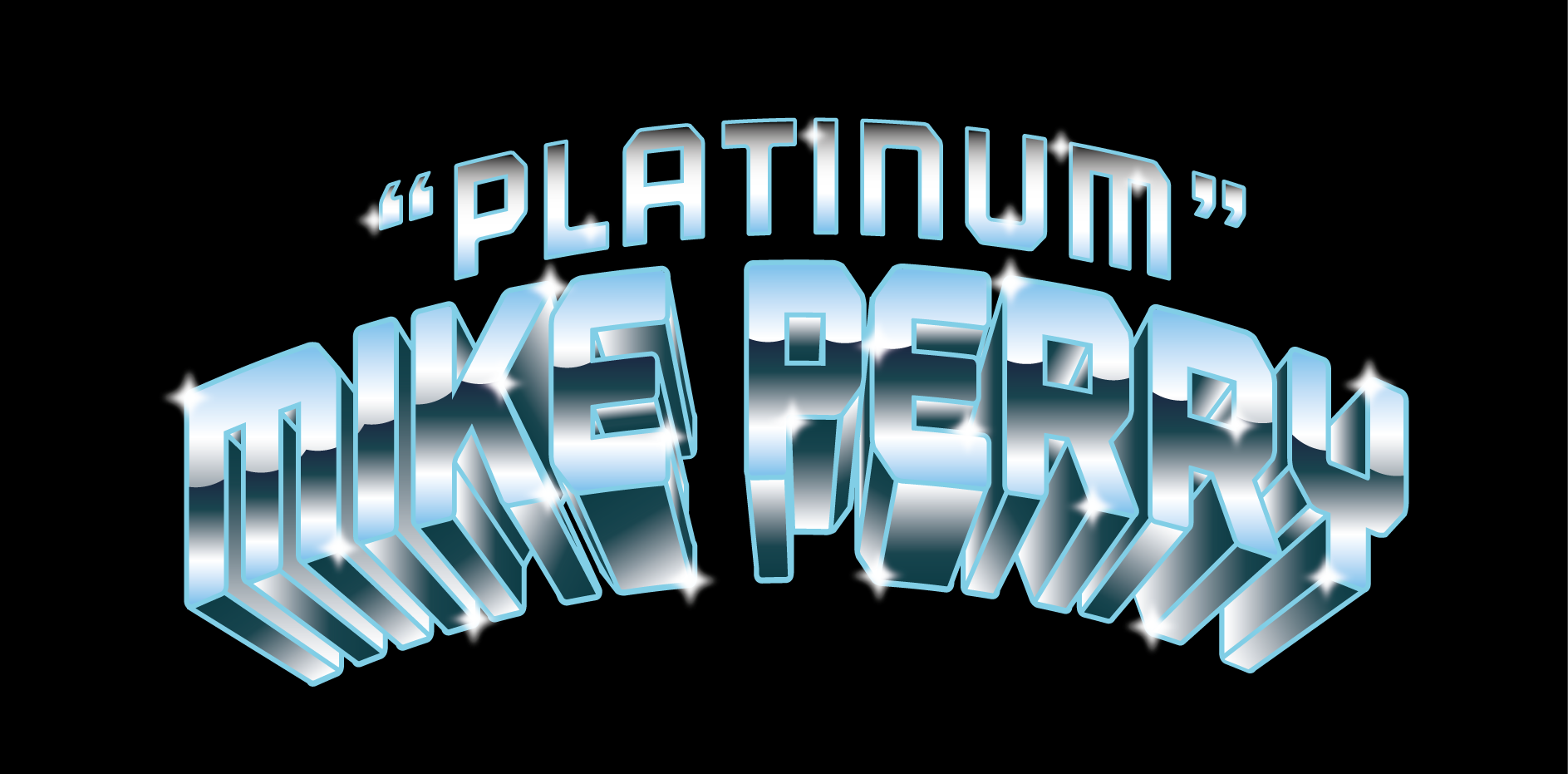 Text saying "'PLATINUM' MIKE CERRO" in a metallic, shiny style with a black background.