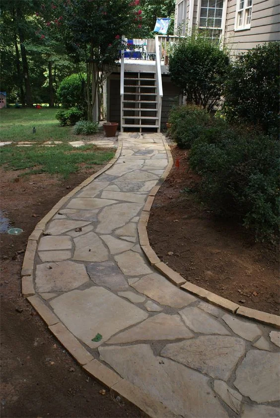 Rubble Walkway Edging Installation