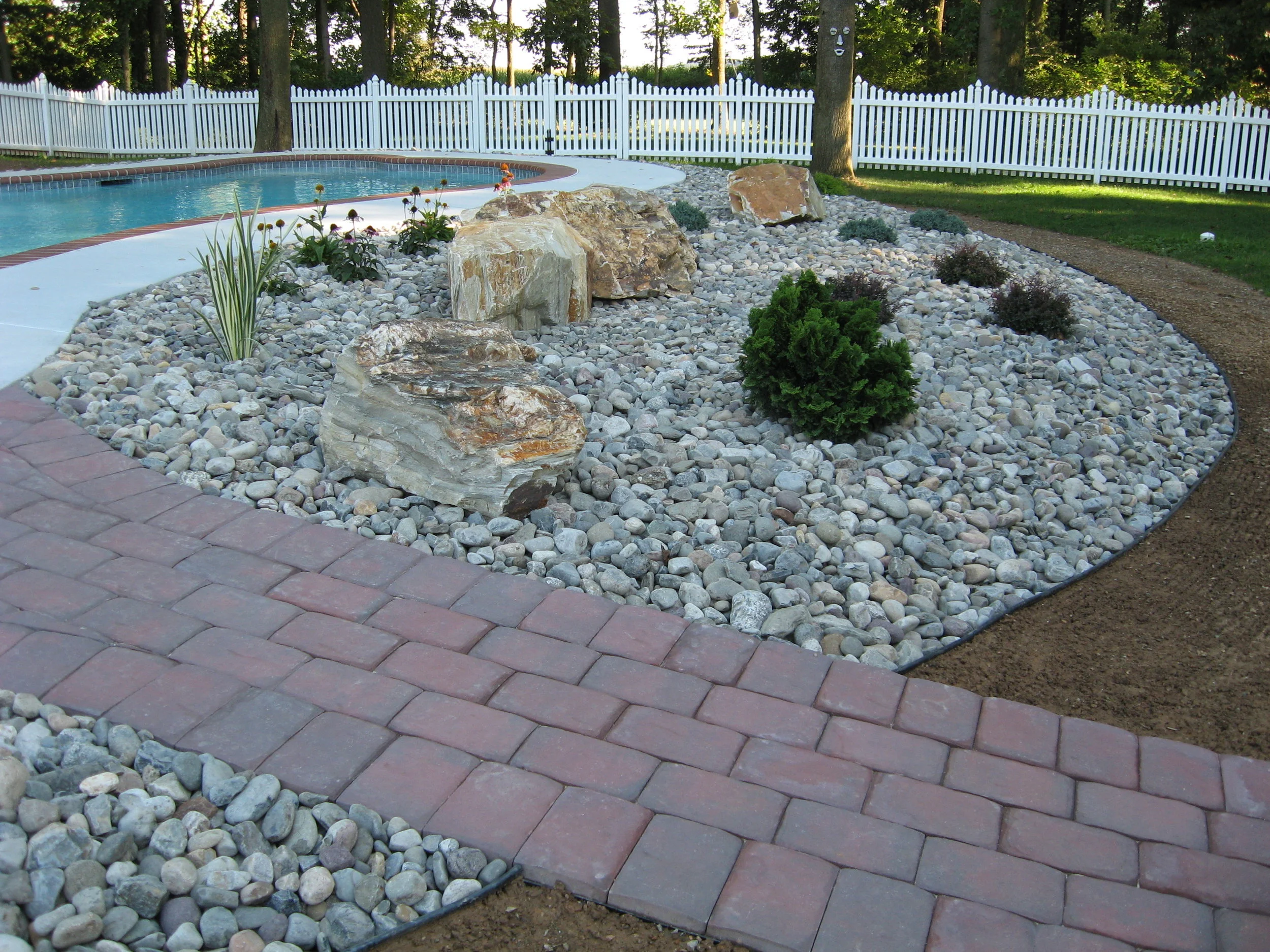 River Pebble Garden Installation