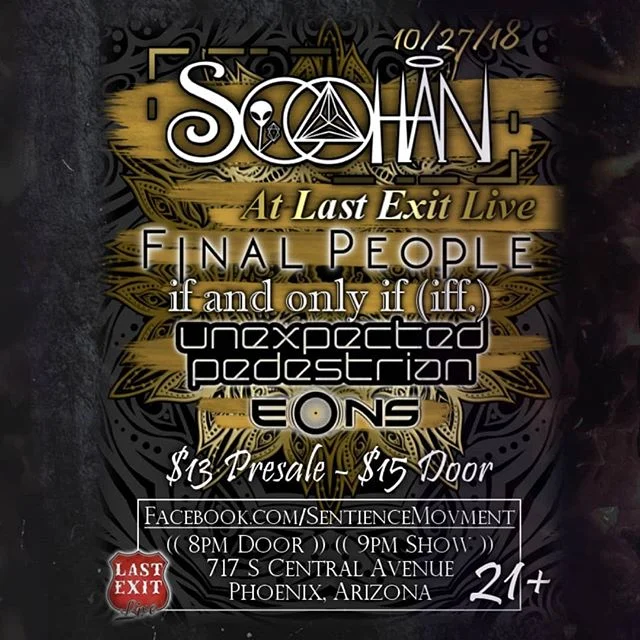 Oct 27th at Last Exit Live in Phoenix. Final People and @iff_music share the stage opening for the the bass maestro @soohansoohan. @lastexitlive